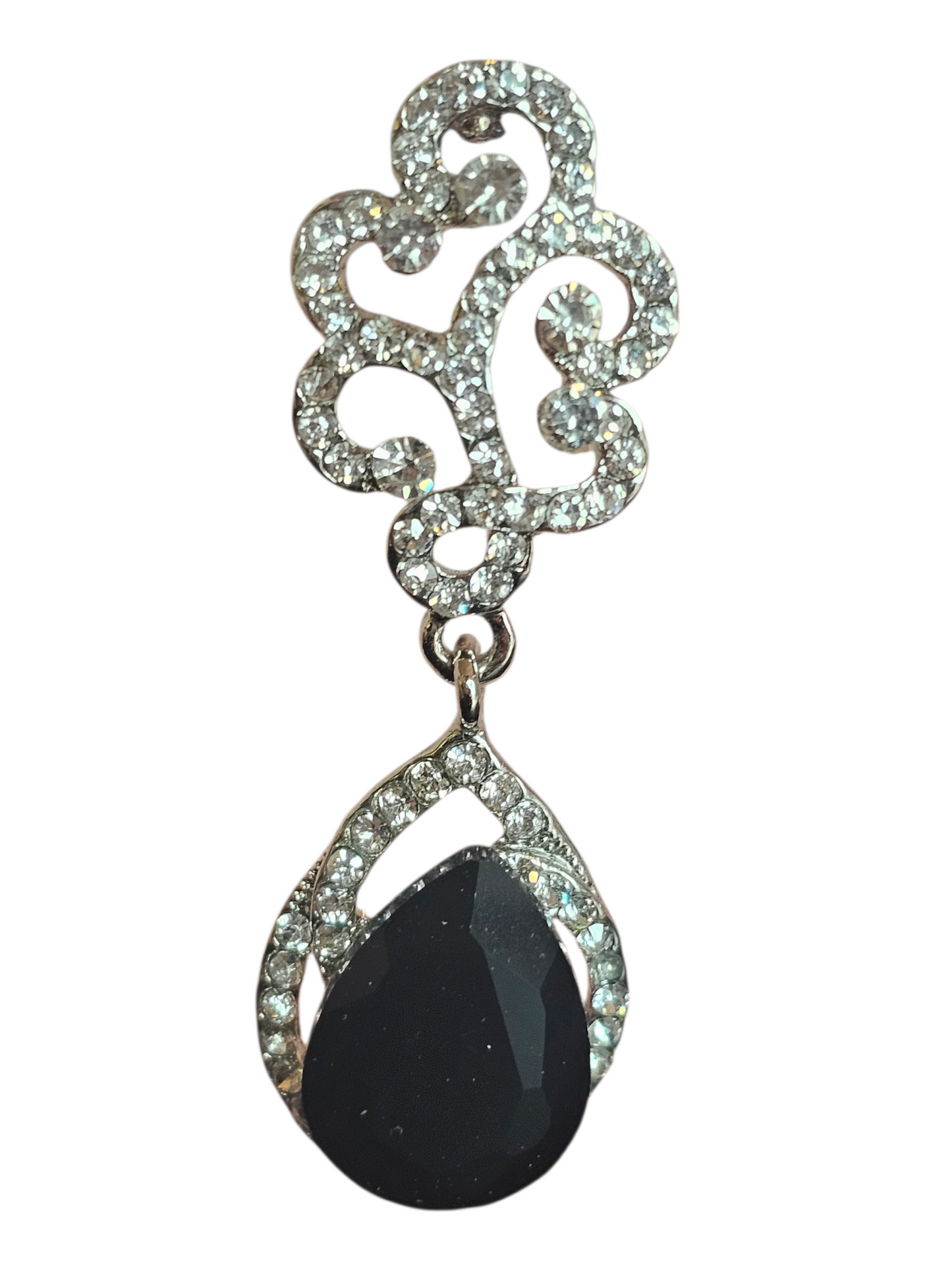Black/White Crystal Teardrop Earring