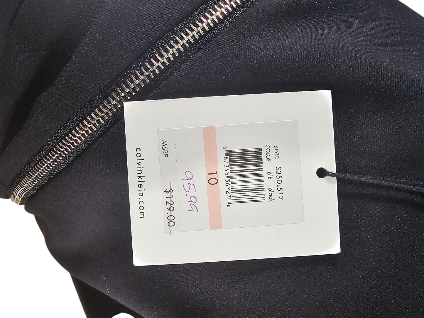 Black Zipper Sheath Dress - Calvin Klein - NWT