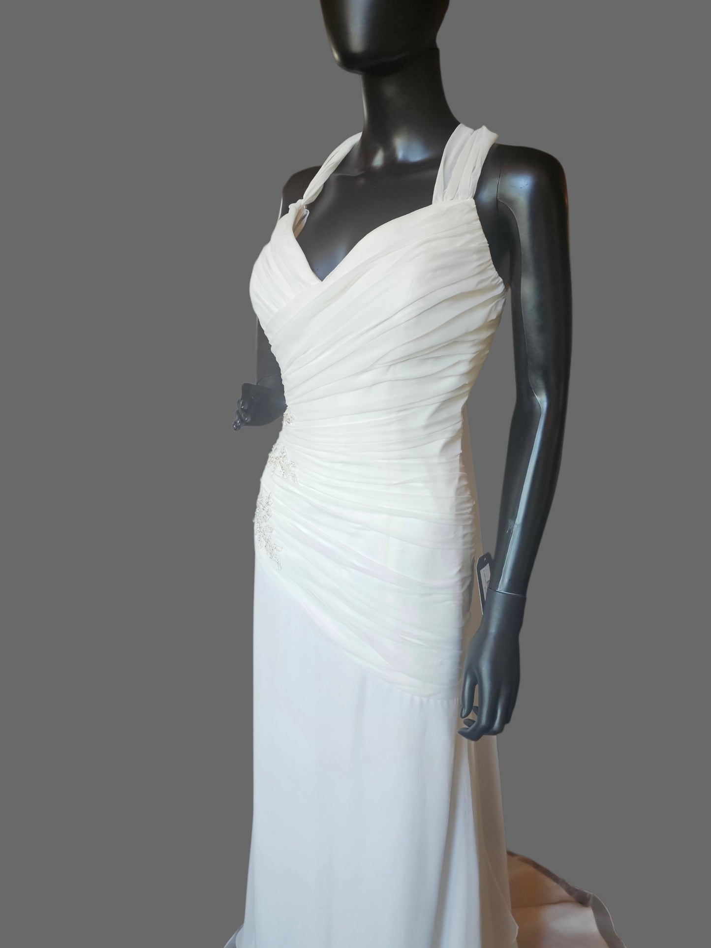 Chiffon Halter Asymmetrical Fit/Flare - Private Label