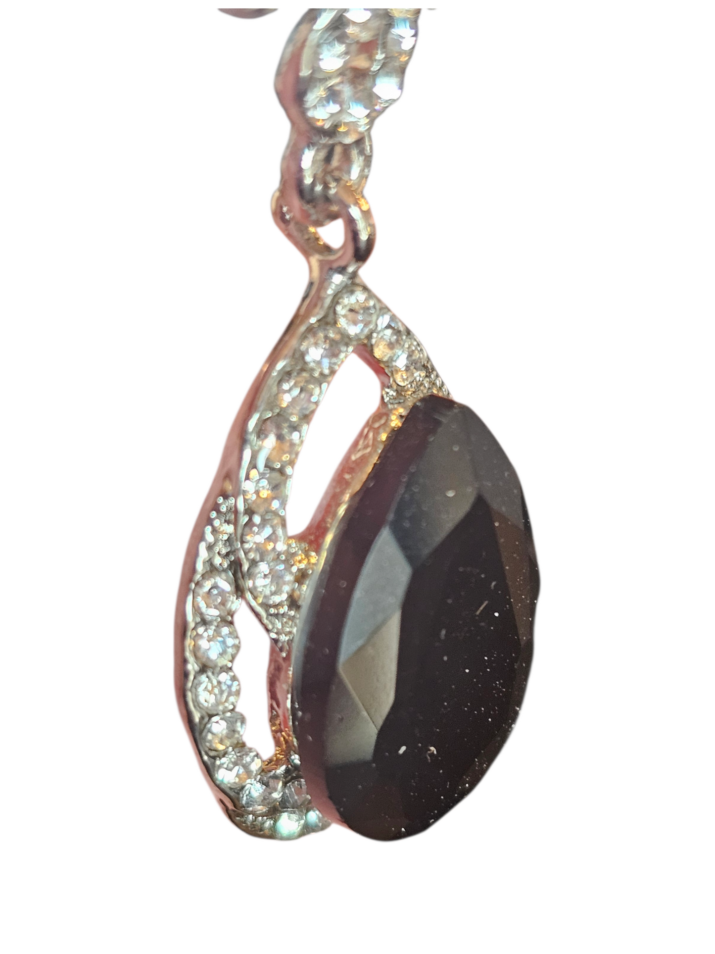 Black/White Crystal Teardrop Earring