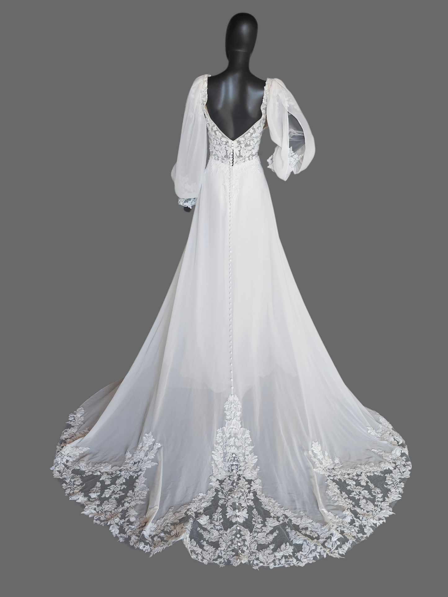 Chiffon Boho Plunge W/Detatchable Puff Sleeve - Private Label