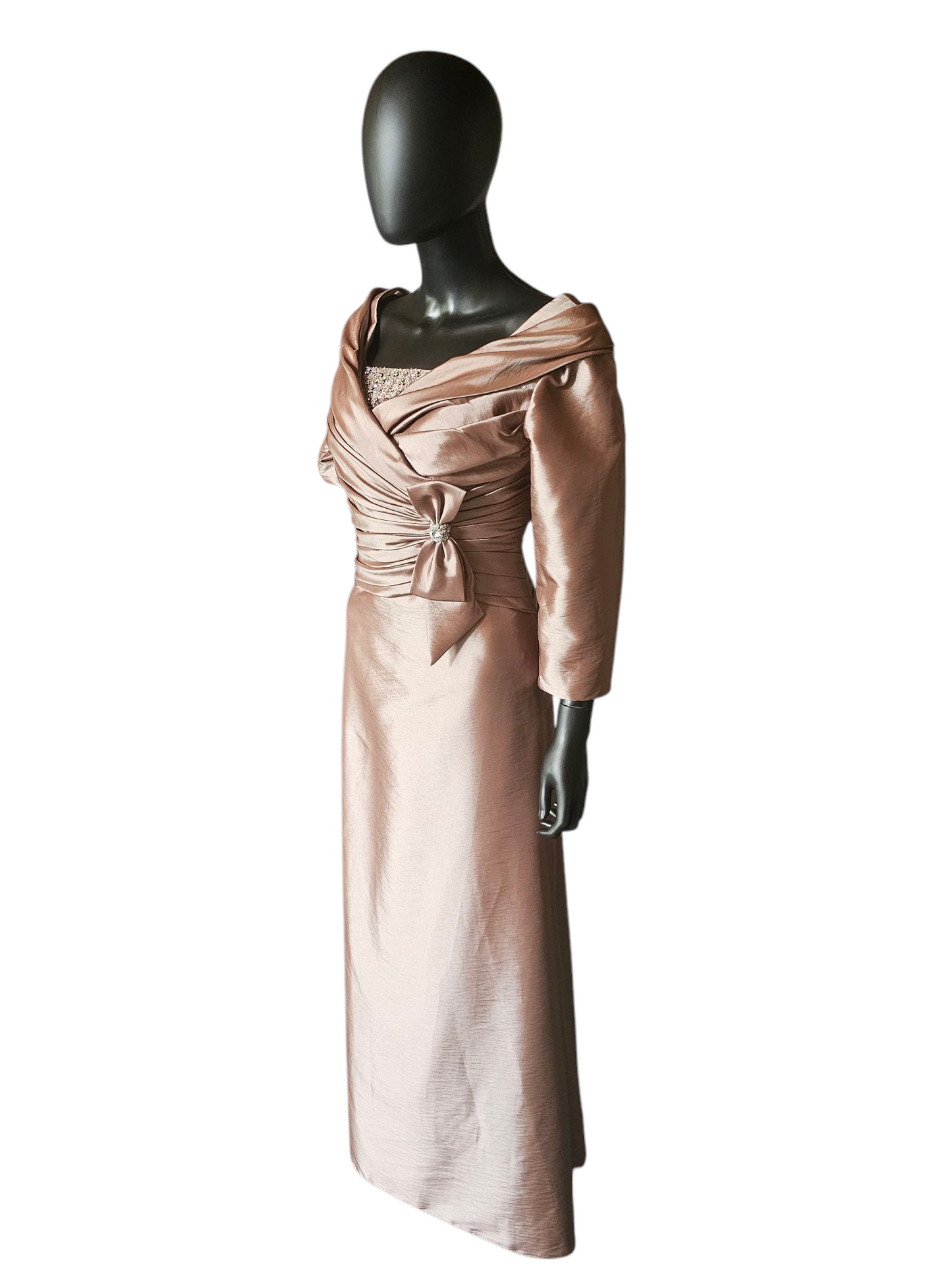 Praline Iridescent Taffeta Portrait Collar Formal Gown - Bonny