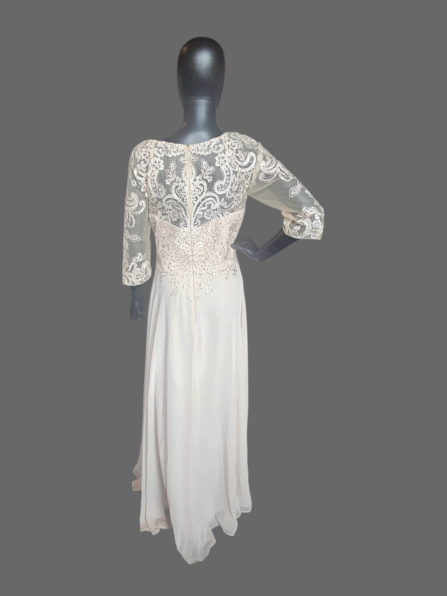 Champ/Gold 3/4 Sleeve Formal Dress - MGNY