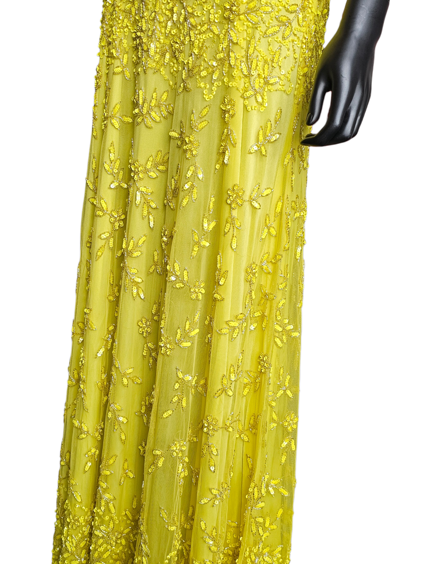 Lemon Fully Beaded Backless Straight Cut Formal/Gala Dress - Cecilia Couture