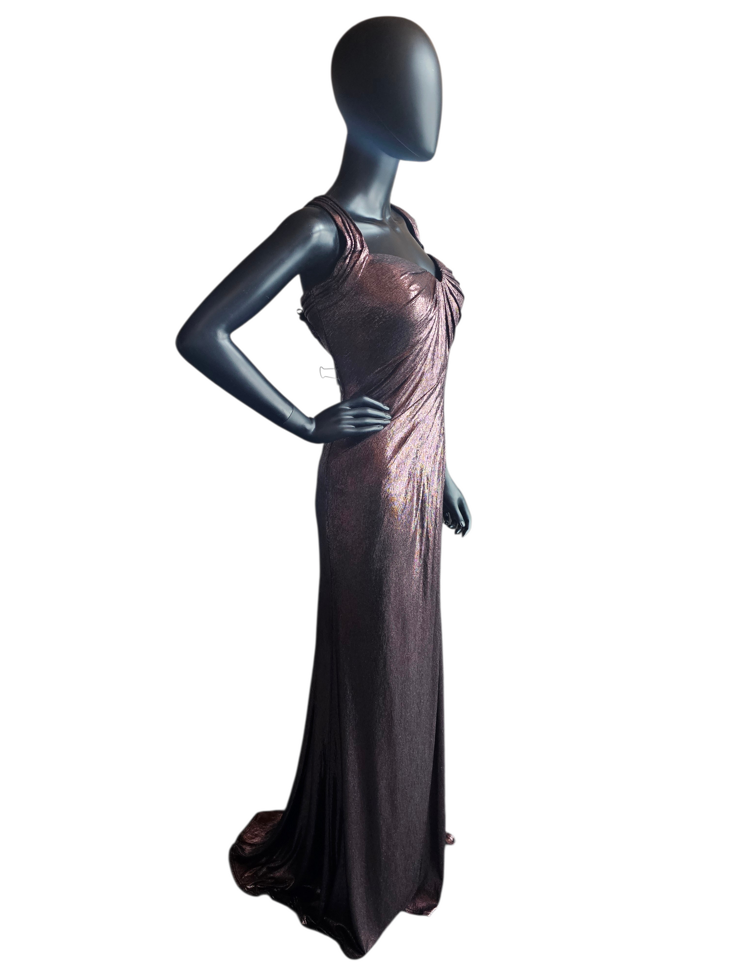 Rose Liquid Gold Drape Halter Formal Dress NWT - Tadashi Shoji