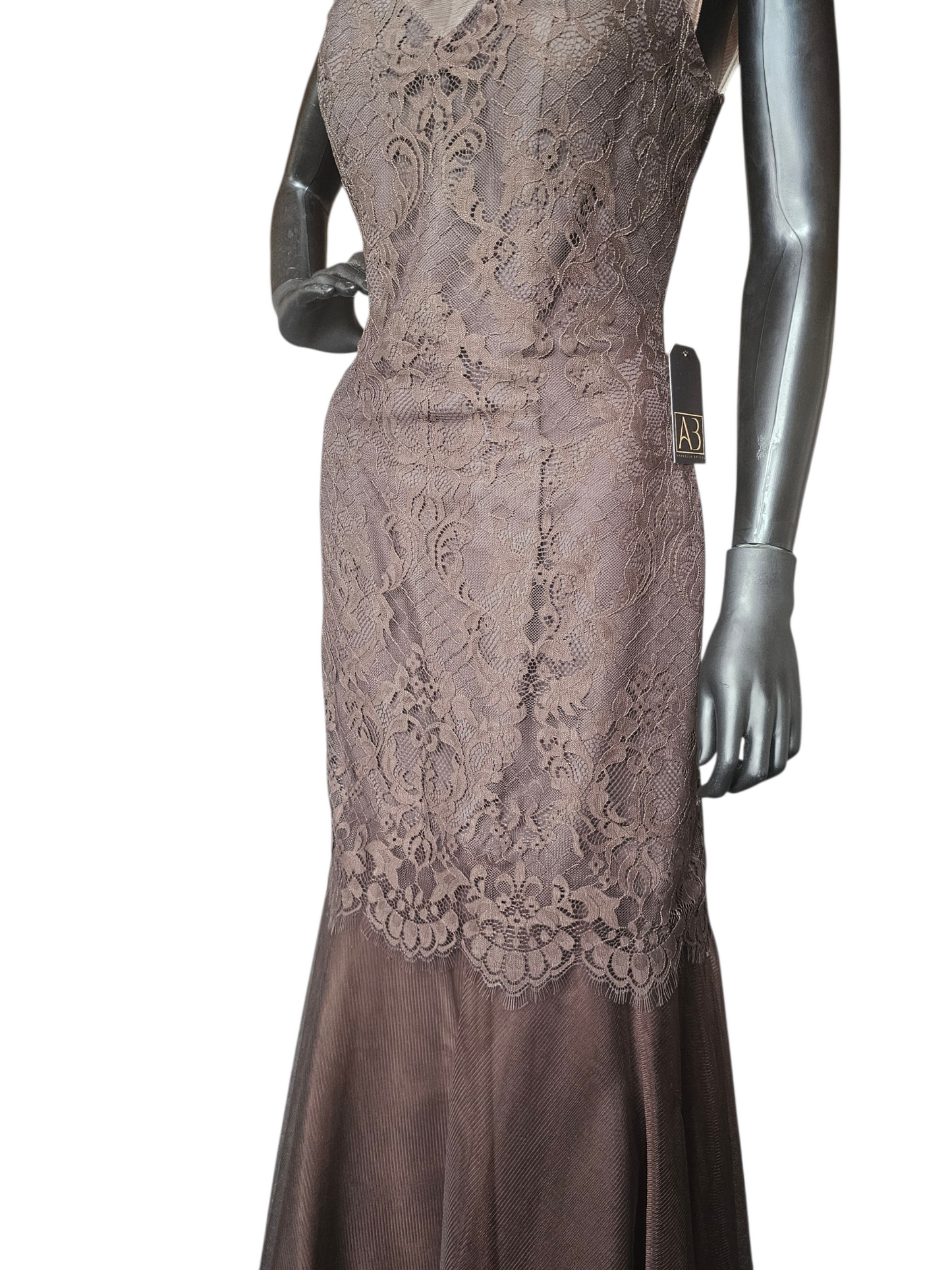 Chocolate Lace Fit/Flare Formal Dress - Da Vinci