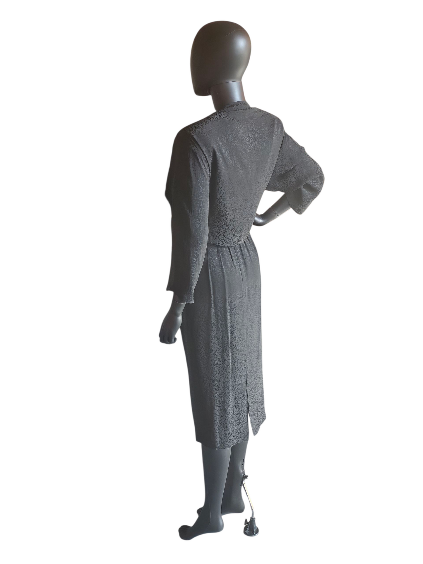 Vintage Black Silk Belted Dress W/Jacket - Liz Claiborne