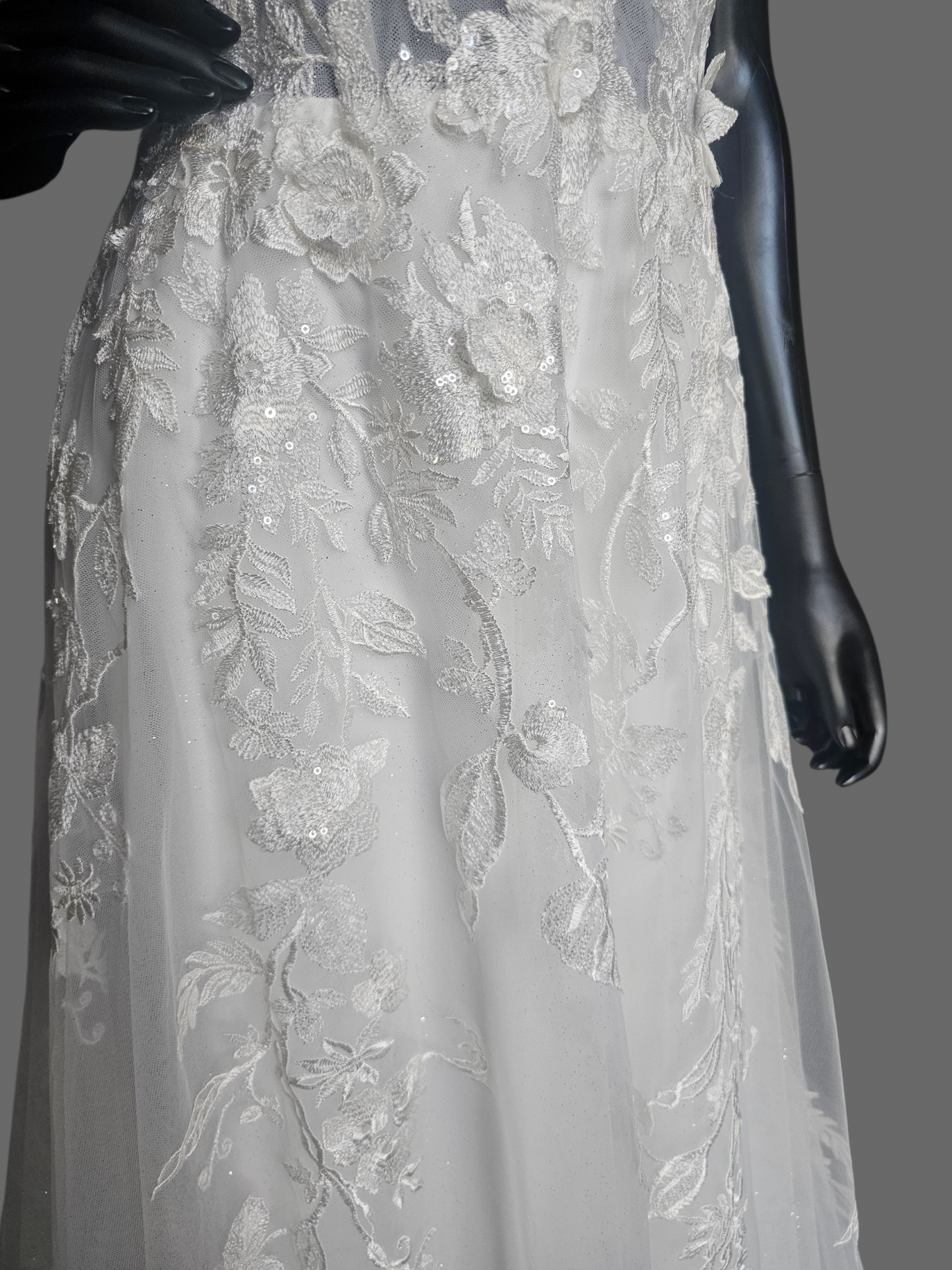 Ivory V-Neck Lace Fit/Flare - Rebecca Ingram