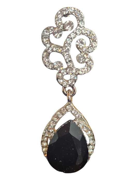 Black/White Crystal Teardrop Earring