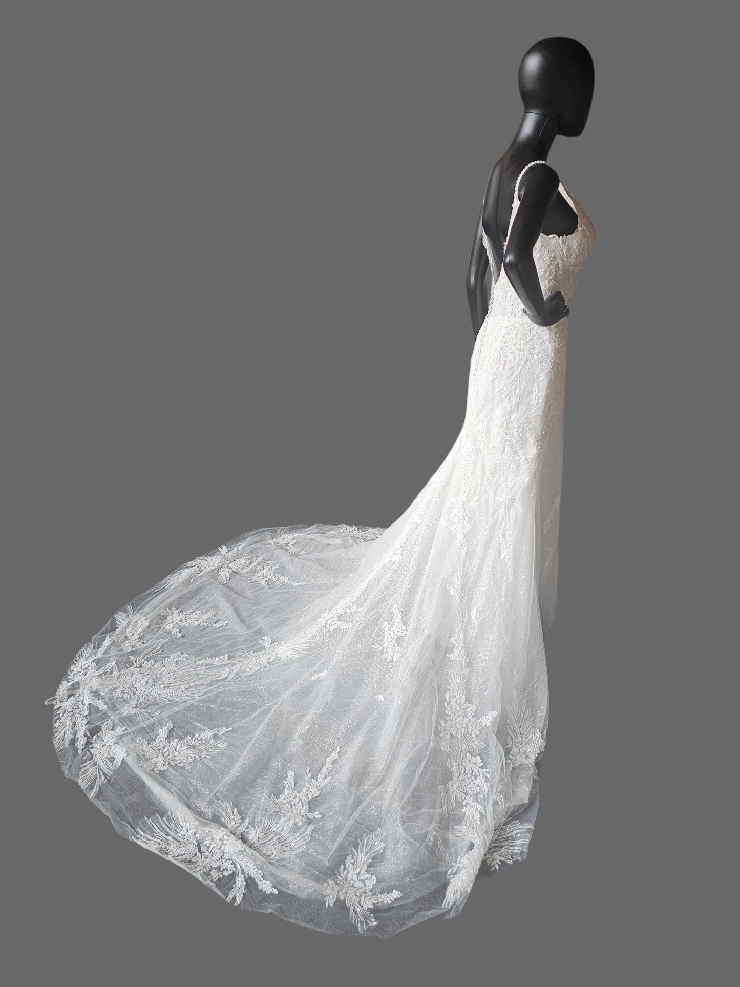 Full Beaded Glitter Layer Fit/Flare Wedding Gown - Private Label