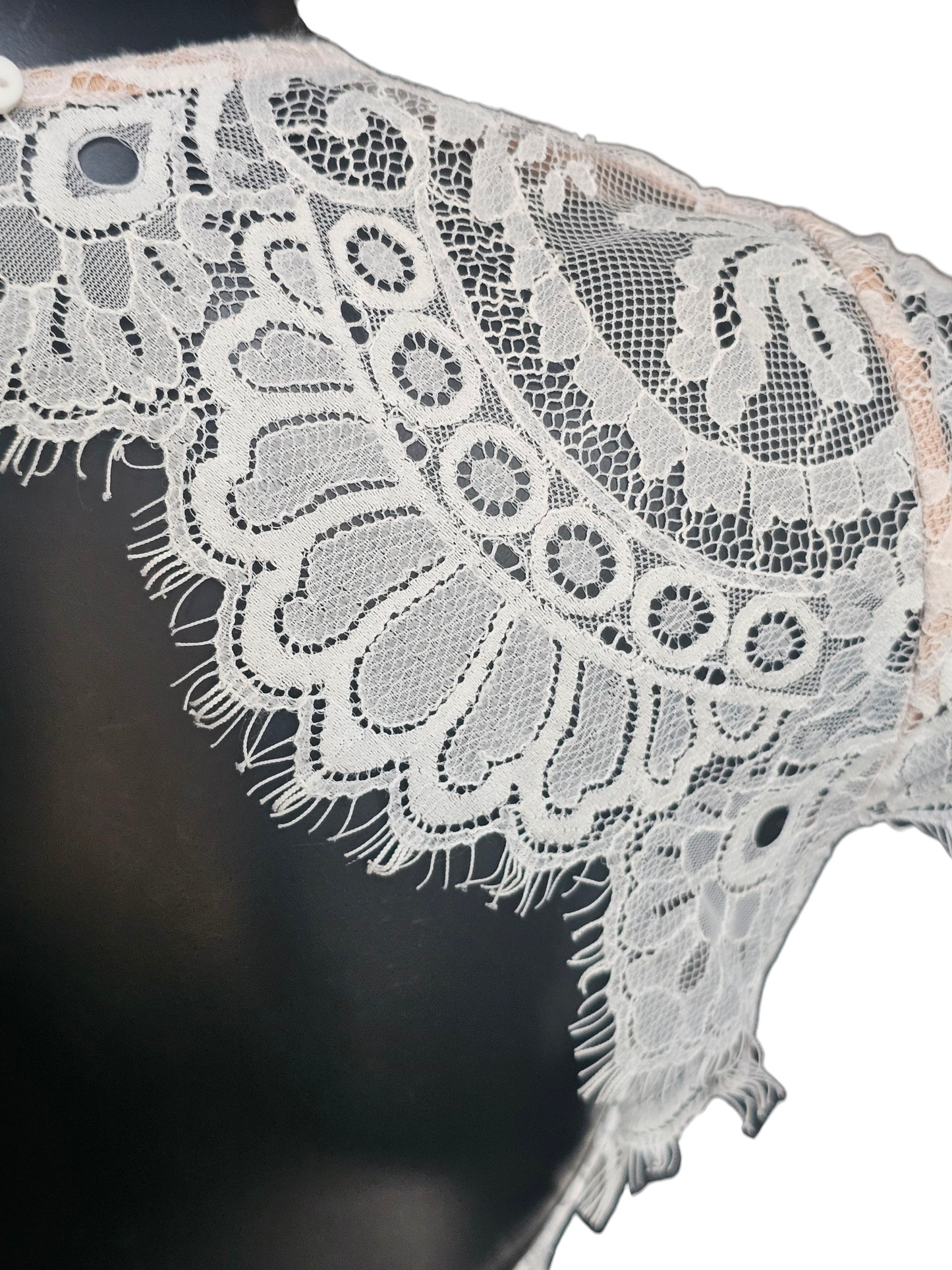 White/Tan Open Back Lace Short Party Dress