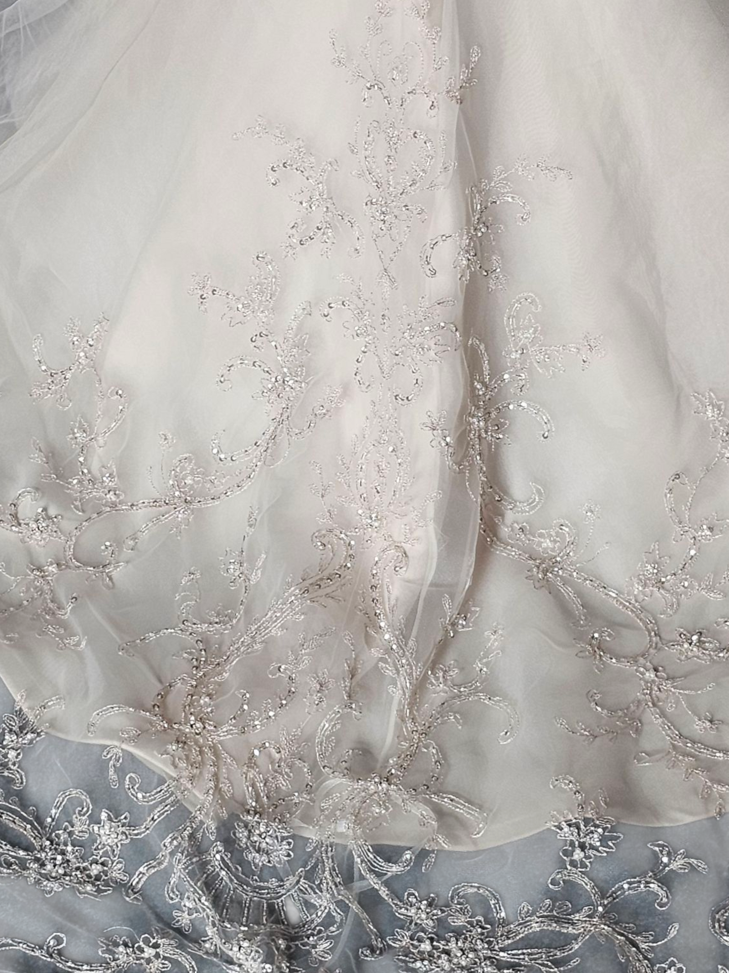 Champagne/Rose Gold Spaghetti Strap A-Line Wedding Gown - Beloved