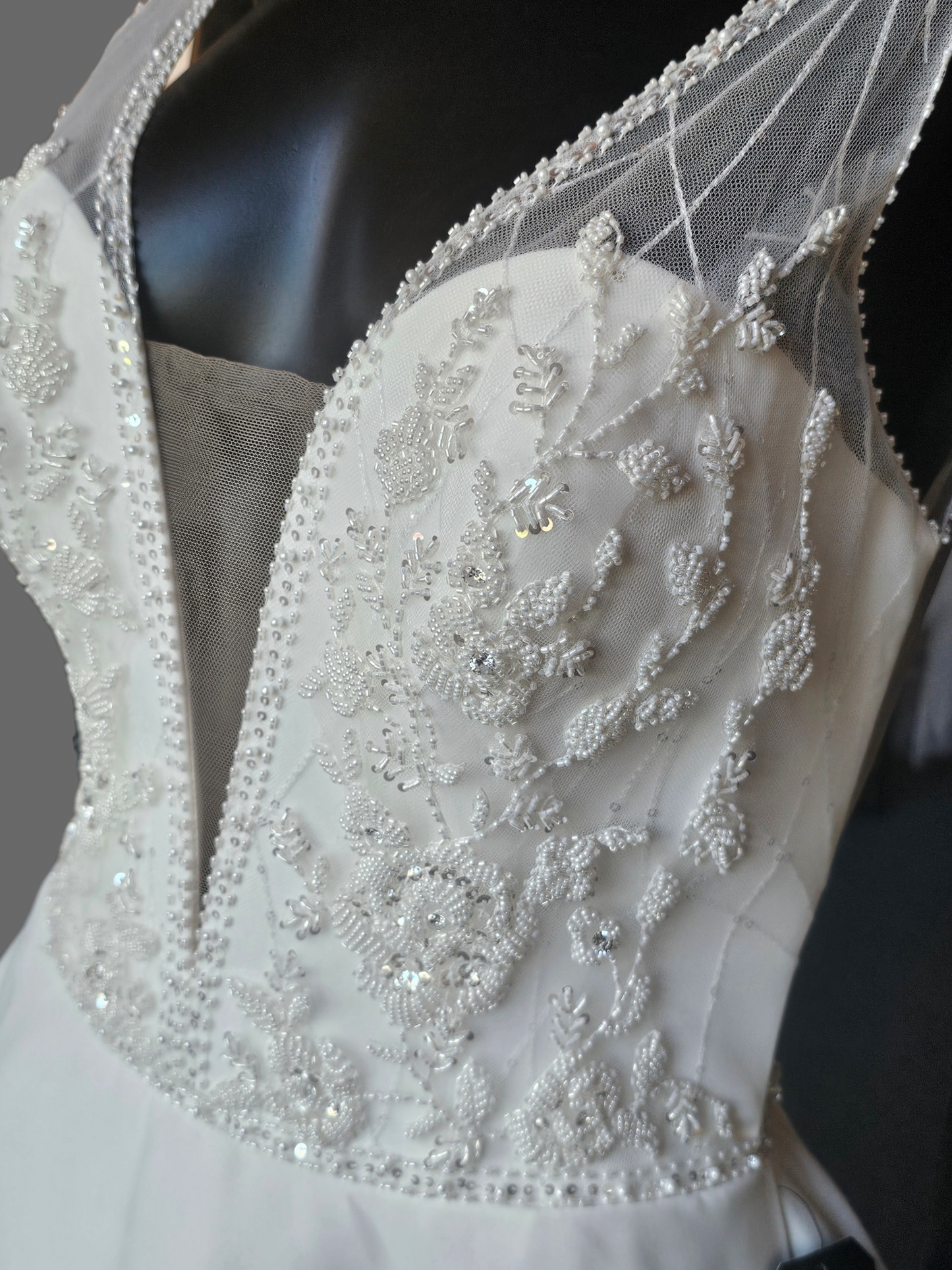 Pearl Plunge V-Neck Aline Wedding Gown - Justin Alexander