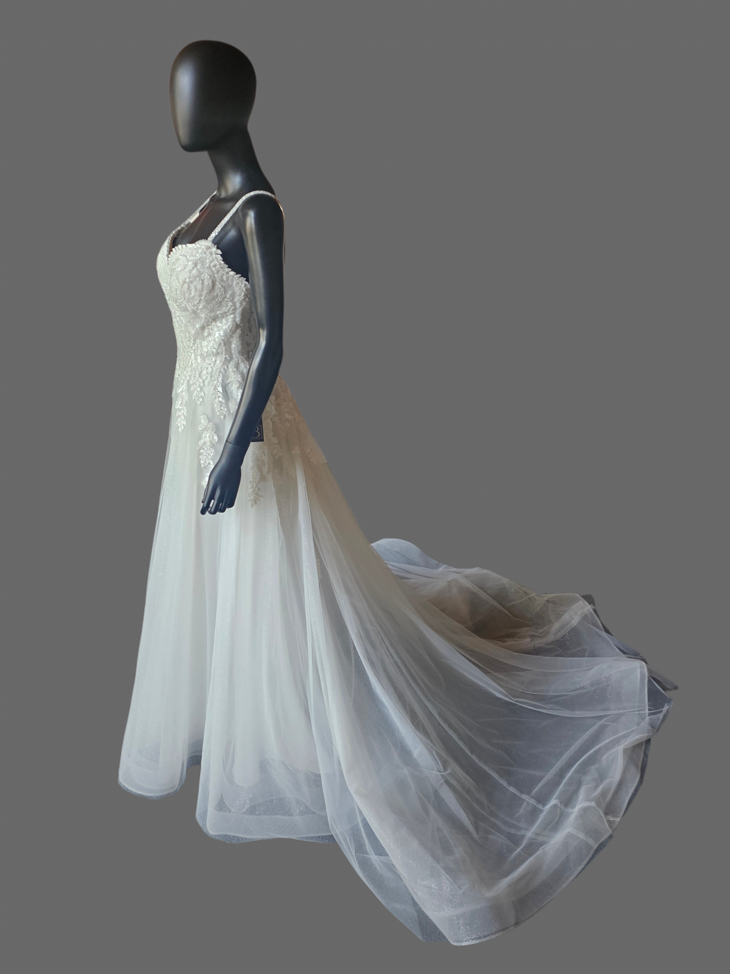 Ivory Sweetheart Floral Sparkle Mesh A-Line Wedding Gown - Rebecca Ingram