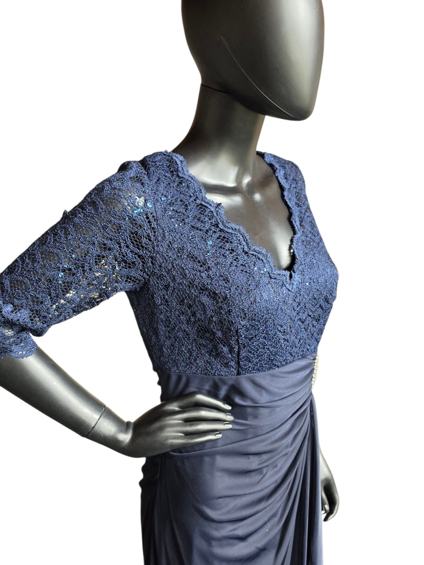 Navy 3/4 Sleeve V-Neck - Betsy + Adam