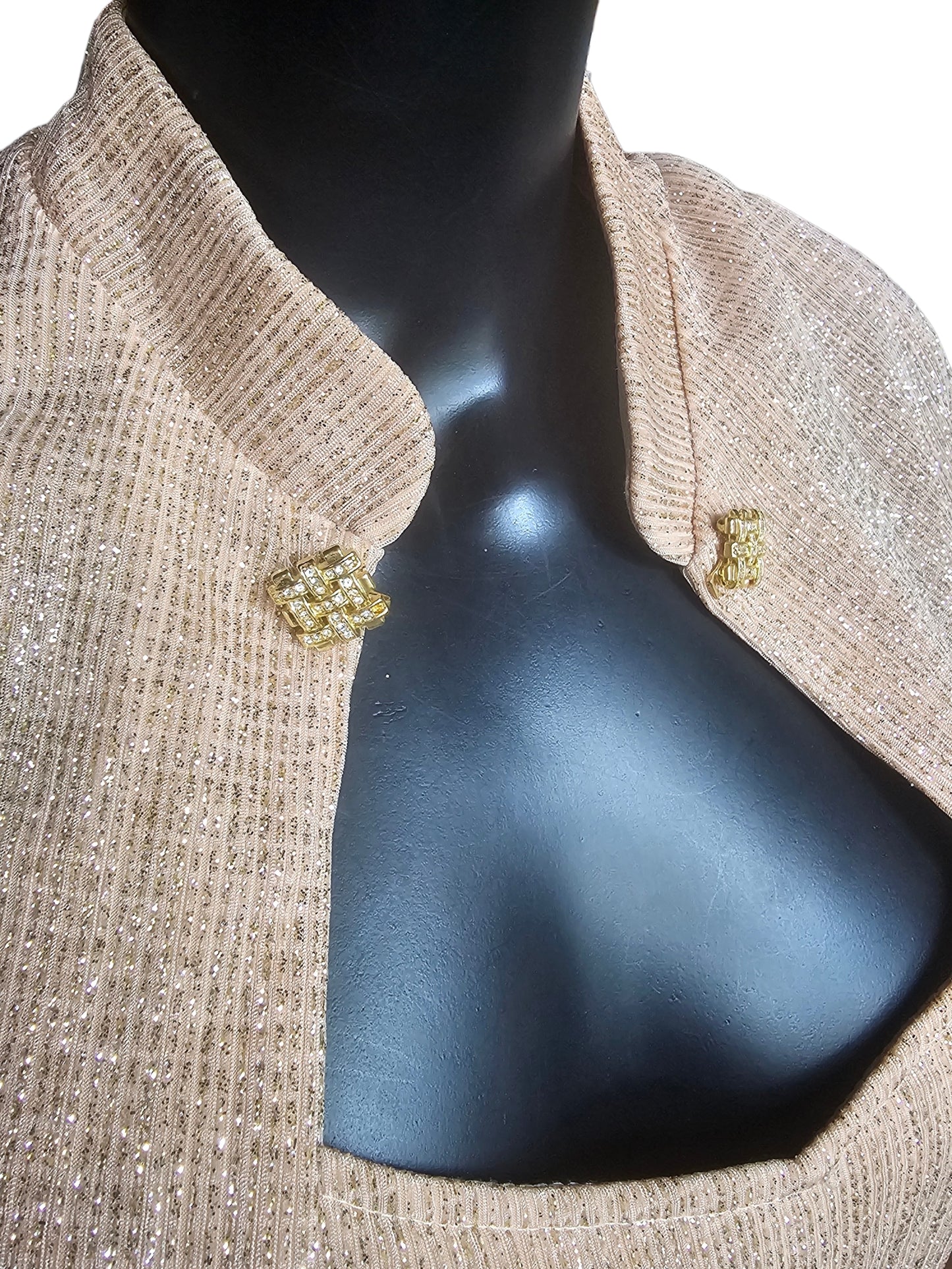 Gold Glitter W/Jacket Scoop Neck Jacket Detail - R & M Richards