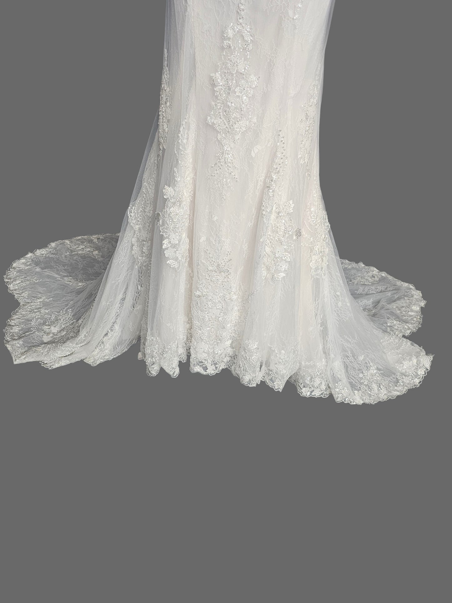 Lace/Pearl V-Neck Fitted Wedding Gown - Maggie Sottero