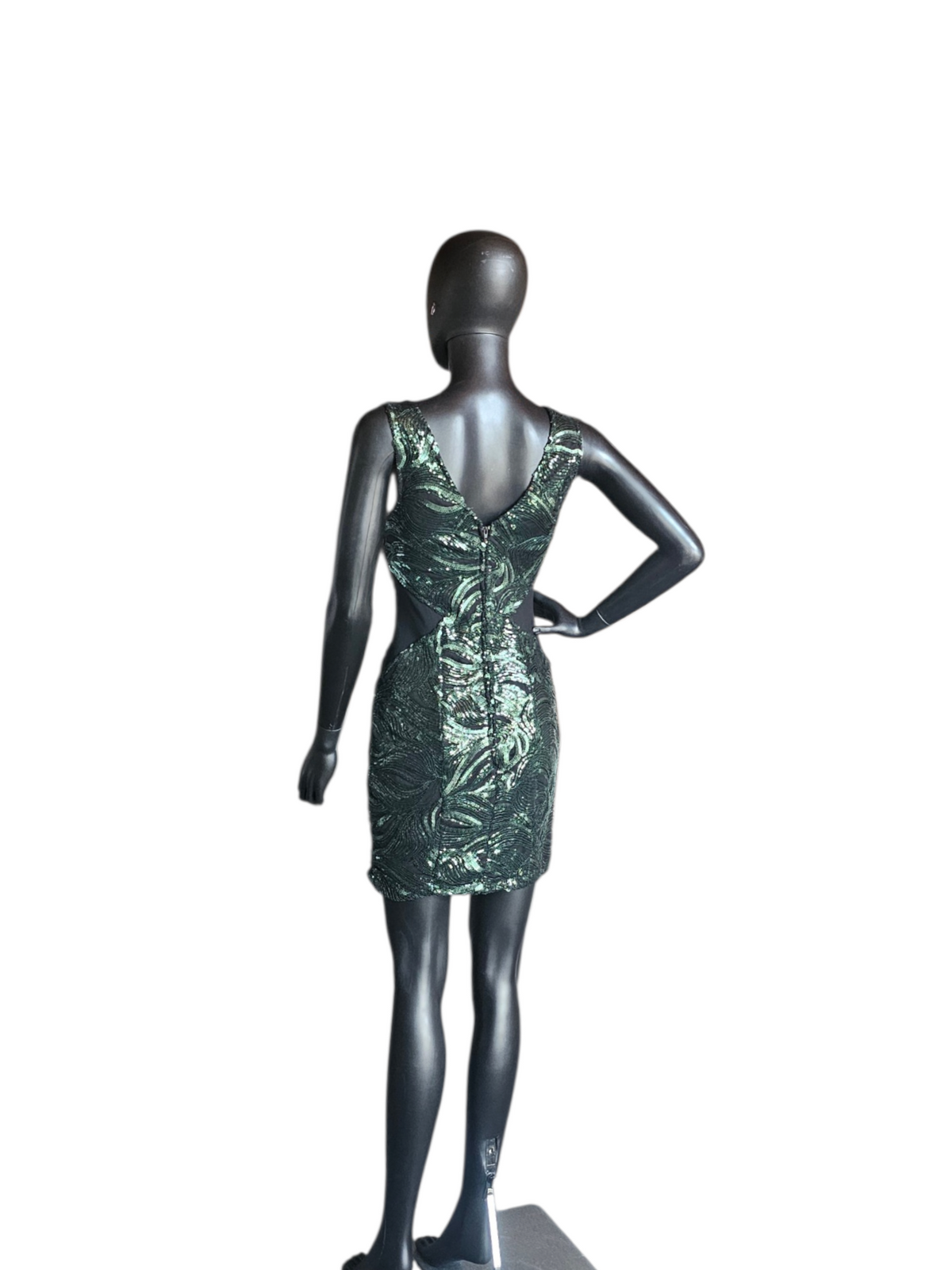 Forest Green Sequin Bodycon Cutout Homecoming Dress- Charlotte Russe