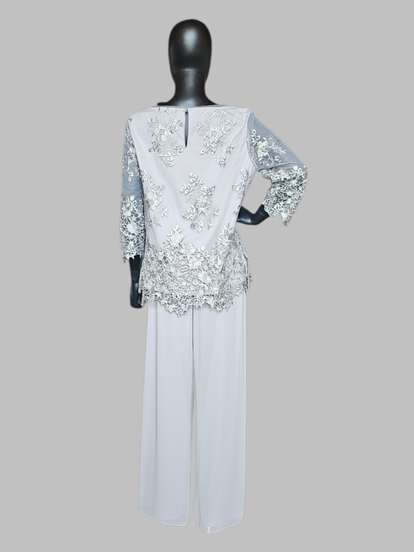 Grey Lace Chiffon 2 Piece Pant - Alex Evenings