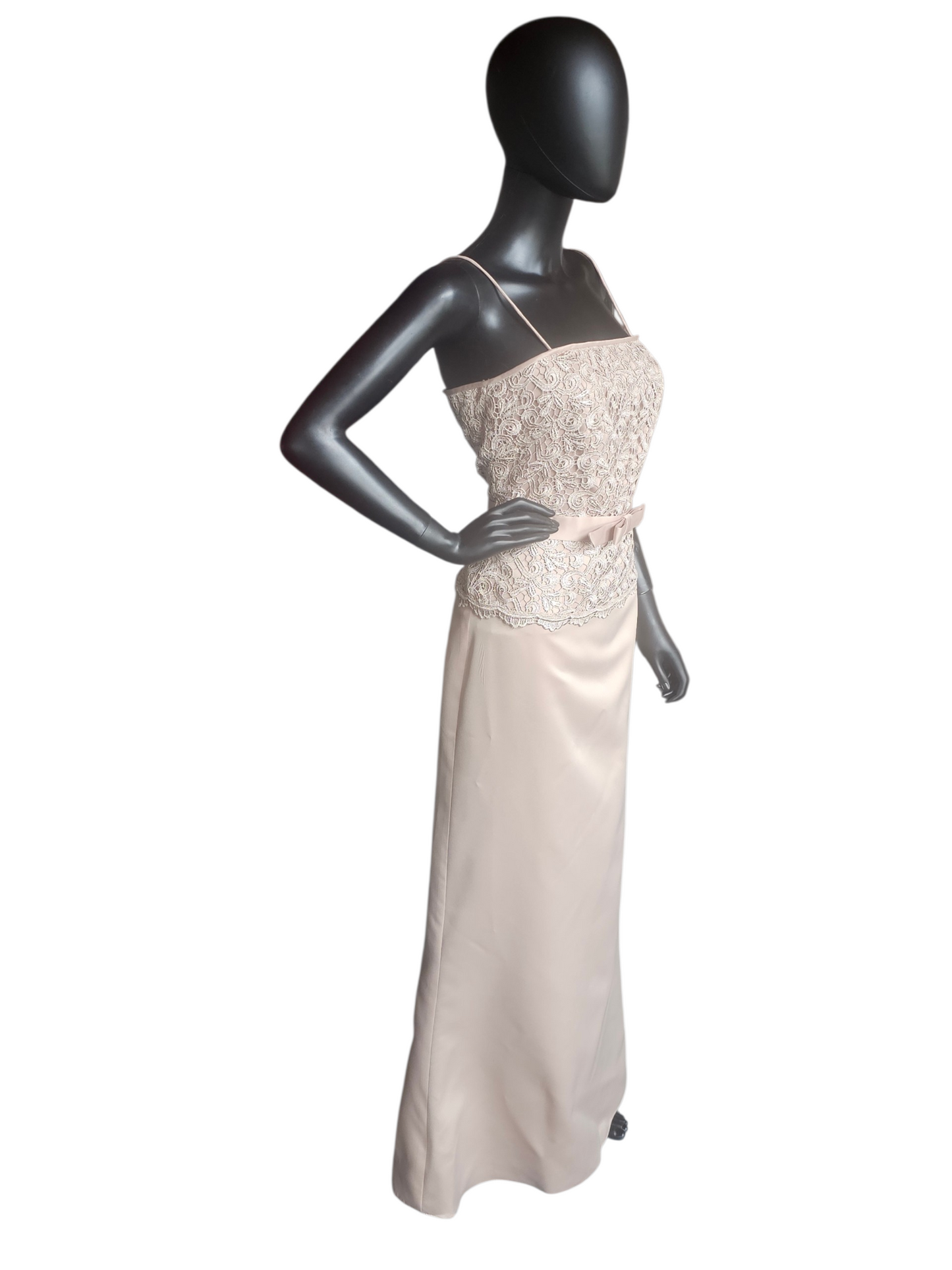 Gold Lace Fitted Satin W/Jacket Formal Dress - Cachet