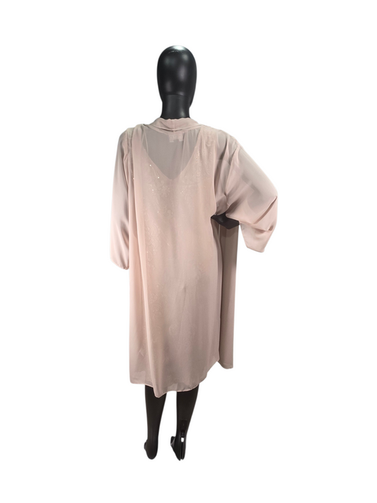 Champagne Knee Length Floral Sequin Design On Lace W/Chiffon Jacket Formal/Moms/Religious Occasion - R&M Richards