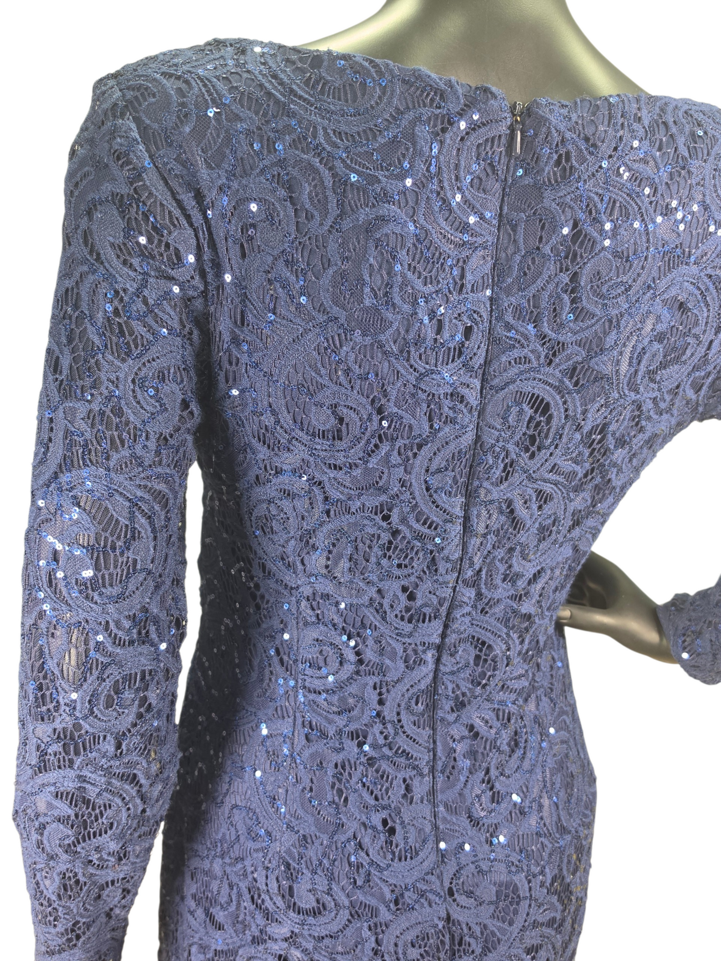 Navy Stretch Lace Long Sleeve - Alex & Eve