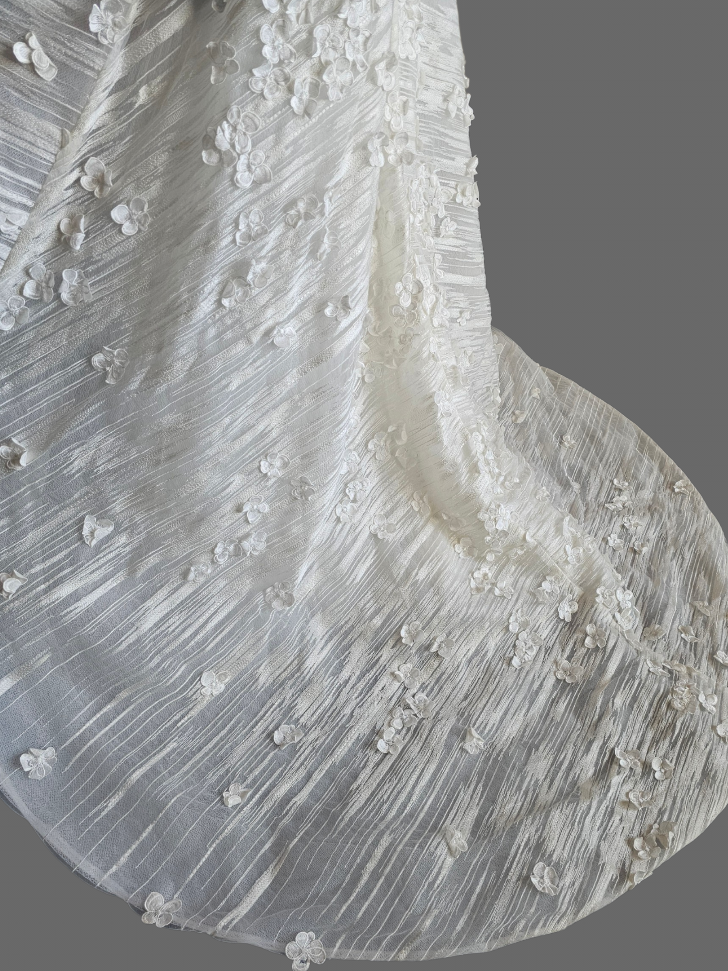 Ivory Structured Wedding Gown 3D Floral Peplum With A Square Neckline And Cap Sleeves - Madison James