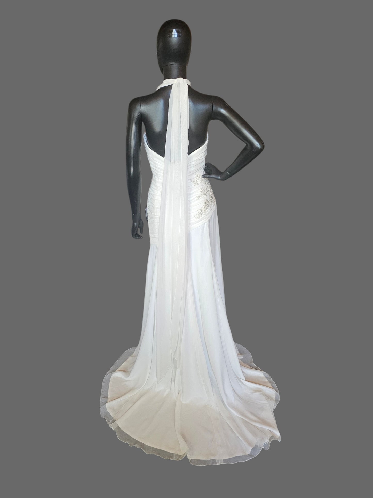 Chiffon Halter Asymmetrical Fit/Flare - Private Label