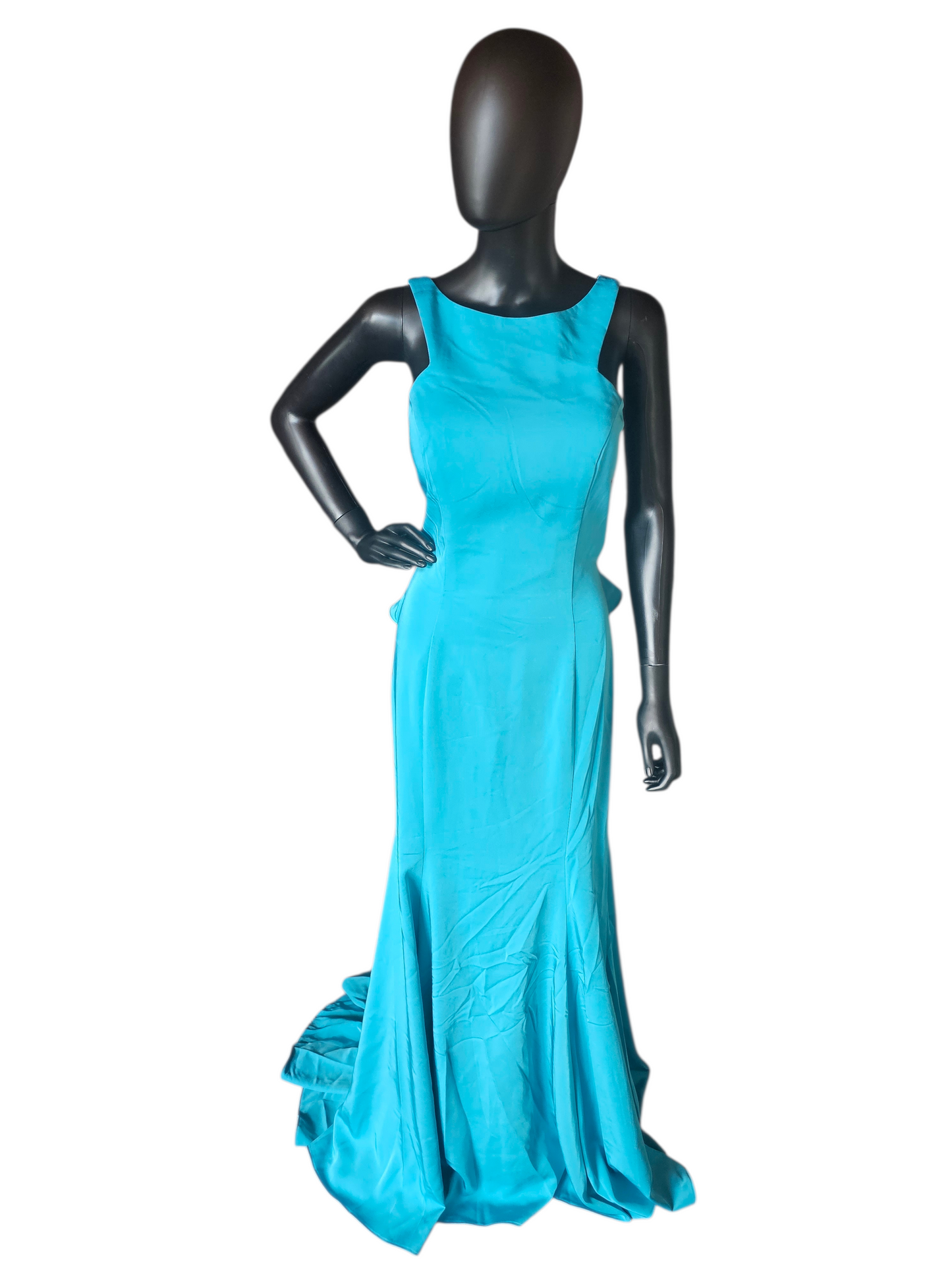 Turquoise Halter Open Back Formal Dress - Juliet