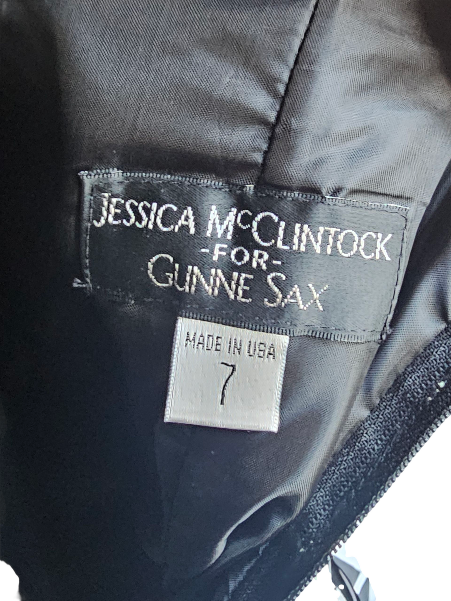 Vintage Y2K Black/White Abstract Yellow Accent Cocktail/Party Dress - Jessica McClintock Gunne Sax