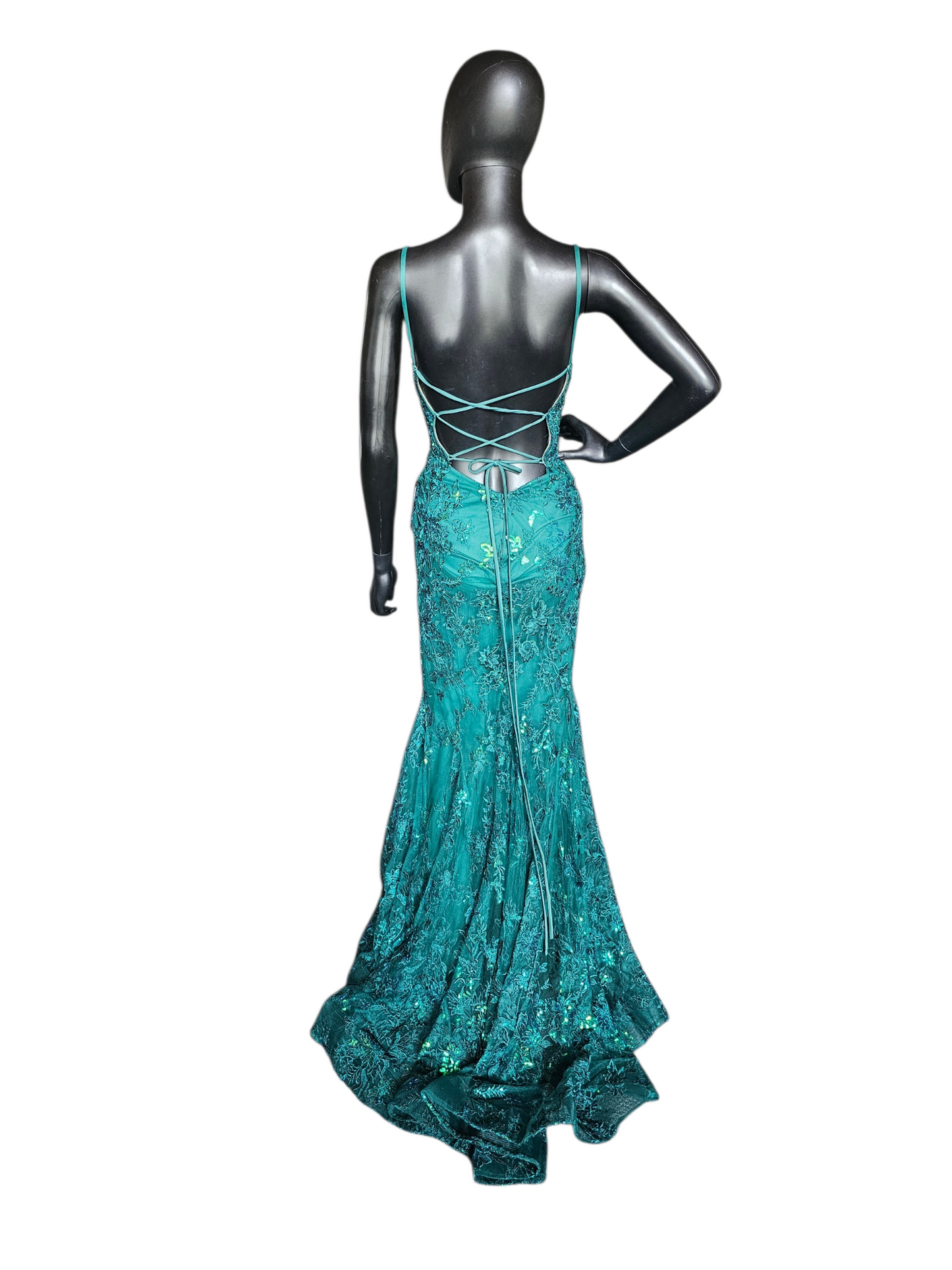 Hunter Mermaid Green/Blue Mesh Sequin Lace Formal Dress/Prom Dress - Ellie Wilde