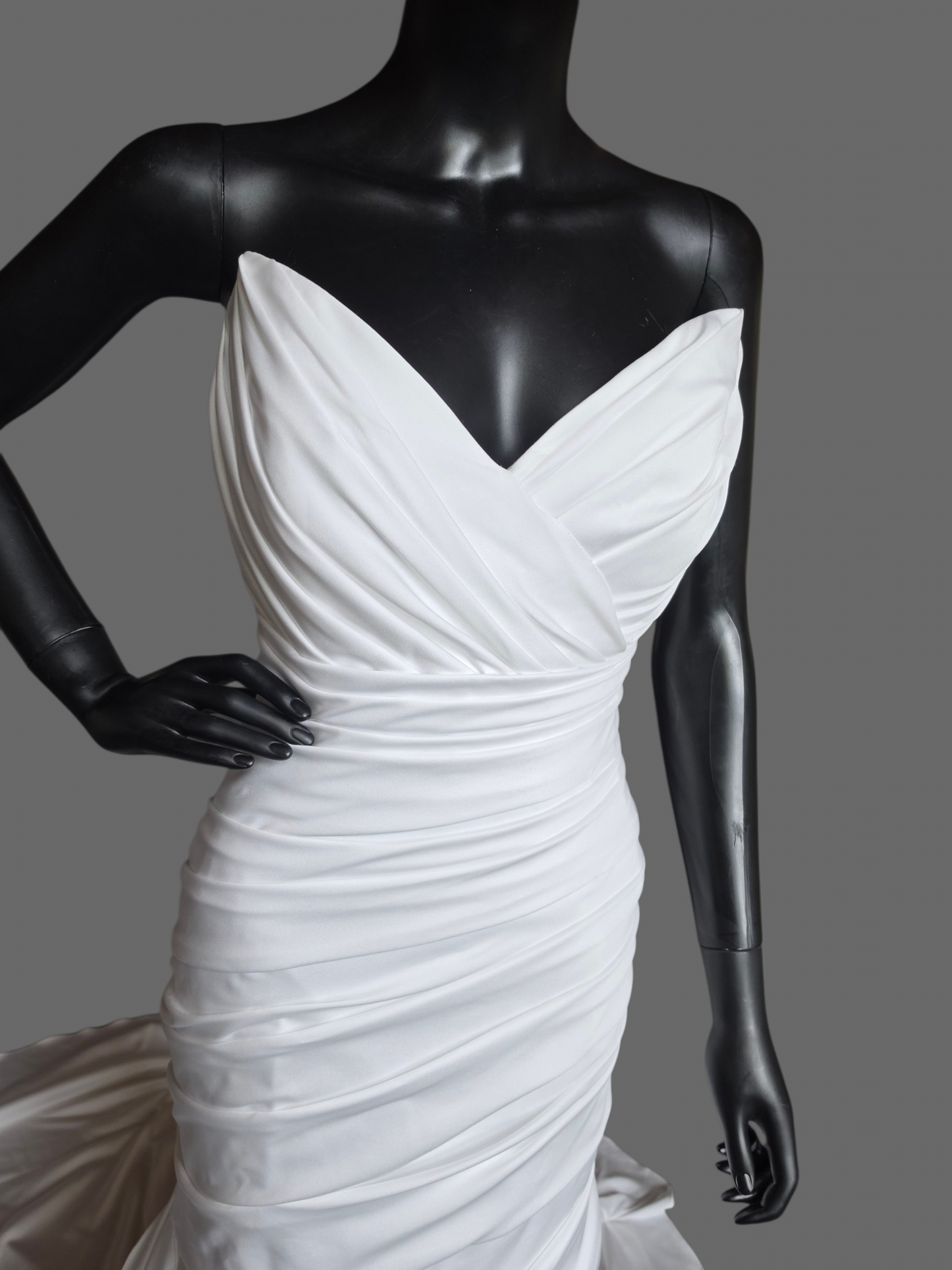 White Jersey Ruched Fitted - Maggie Sottero