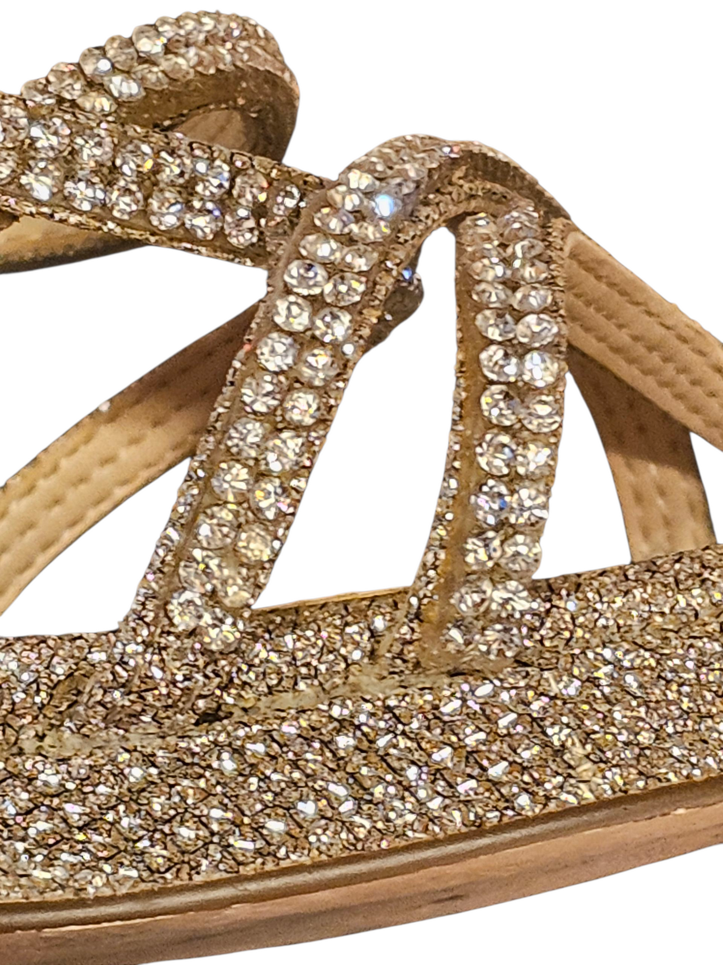 Nude/Gold Sparkle Stiletto Sandal - Nina