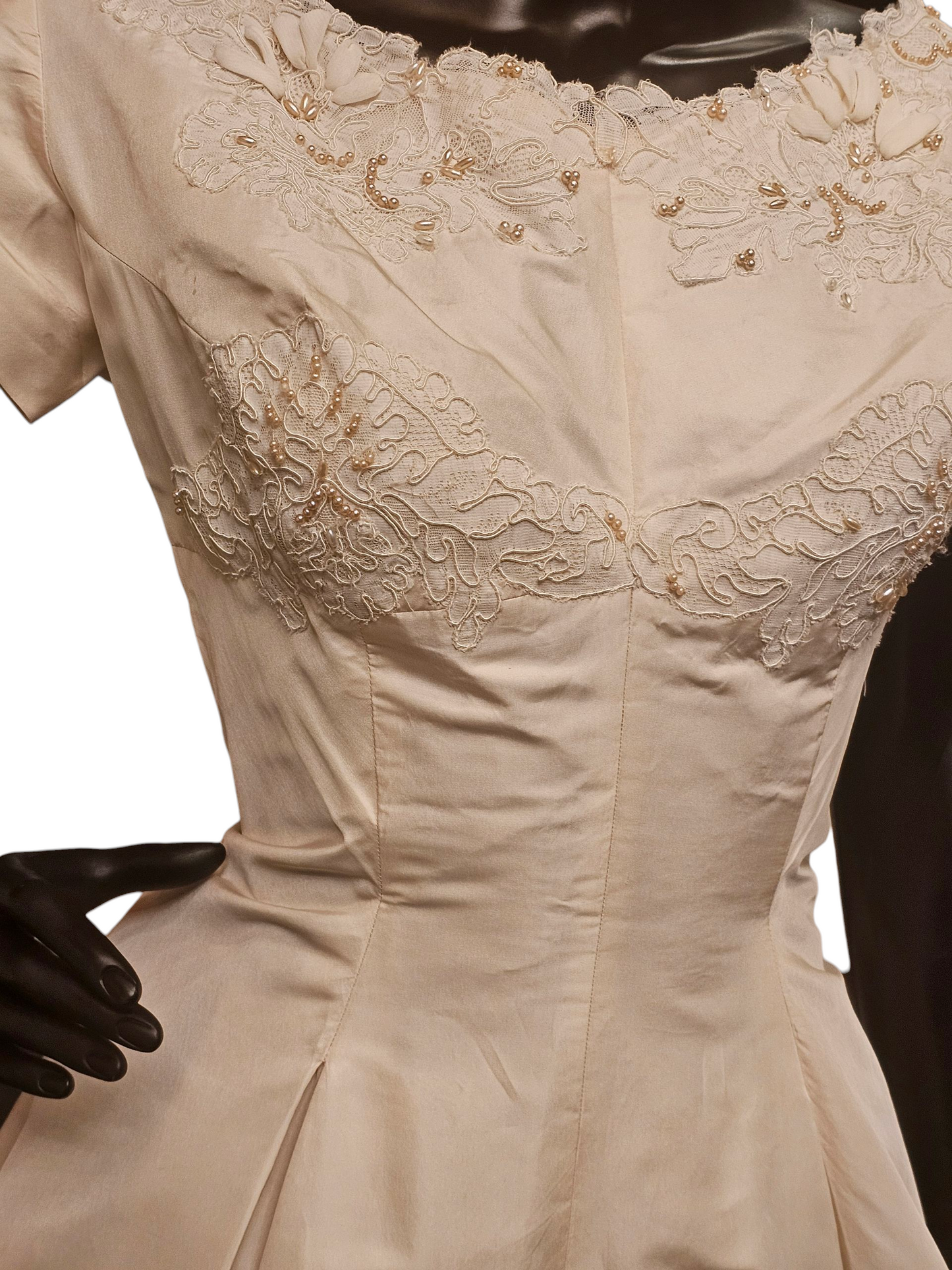 Vintage 50's Cream Silk Wedding Gown