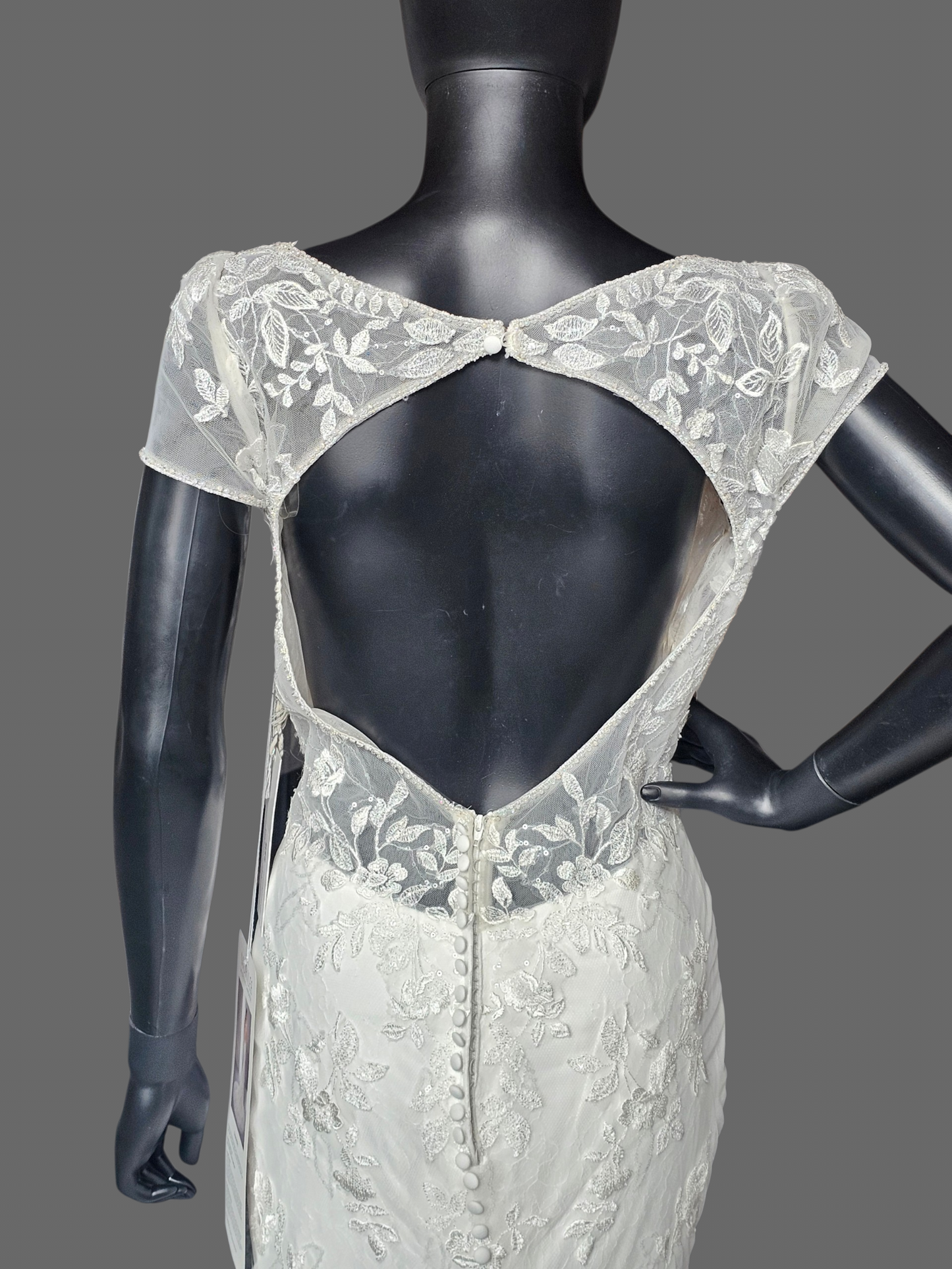 Cap Sleeve Plunge Fit/Flare Wedding Gown - Mori Lee