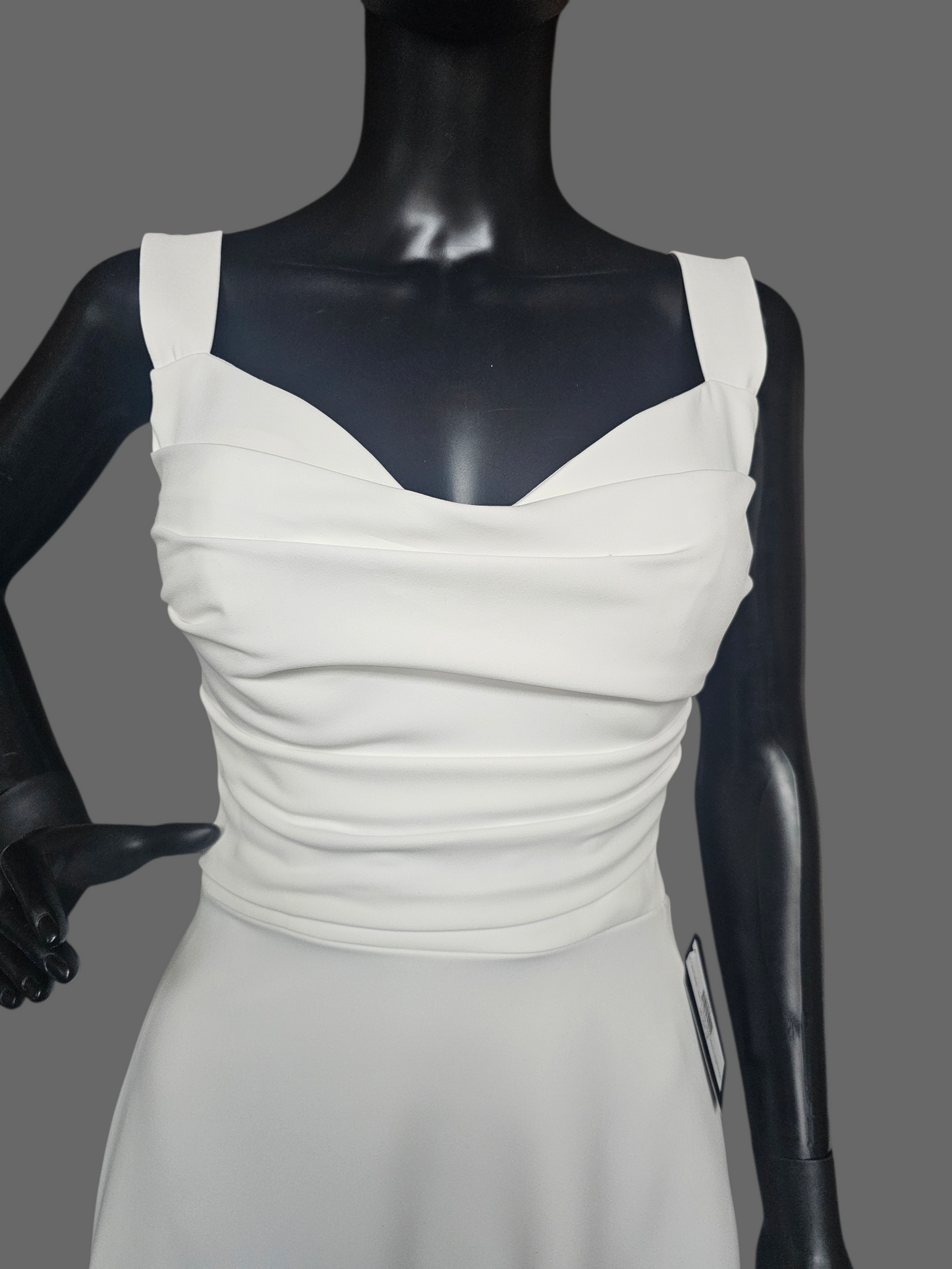 Minimalist Ivory Crepe Wide Strap A-Line Open Back Wedding Gown - Beloved