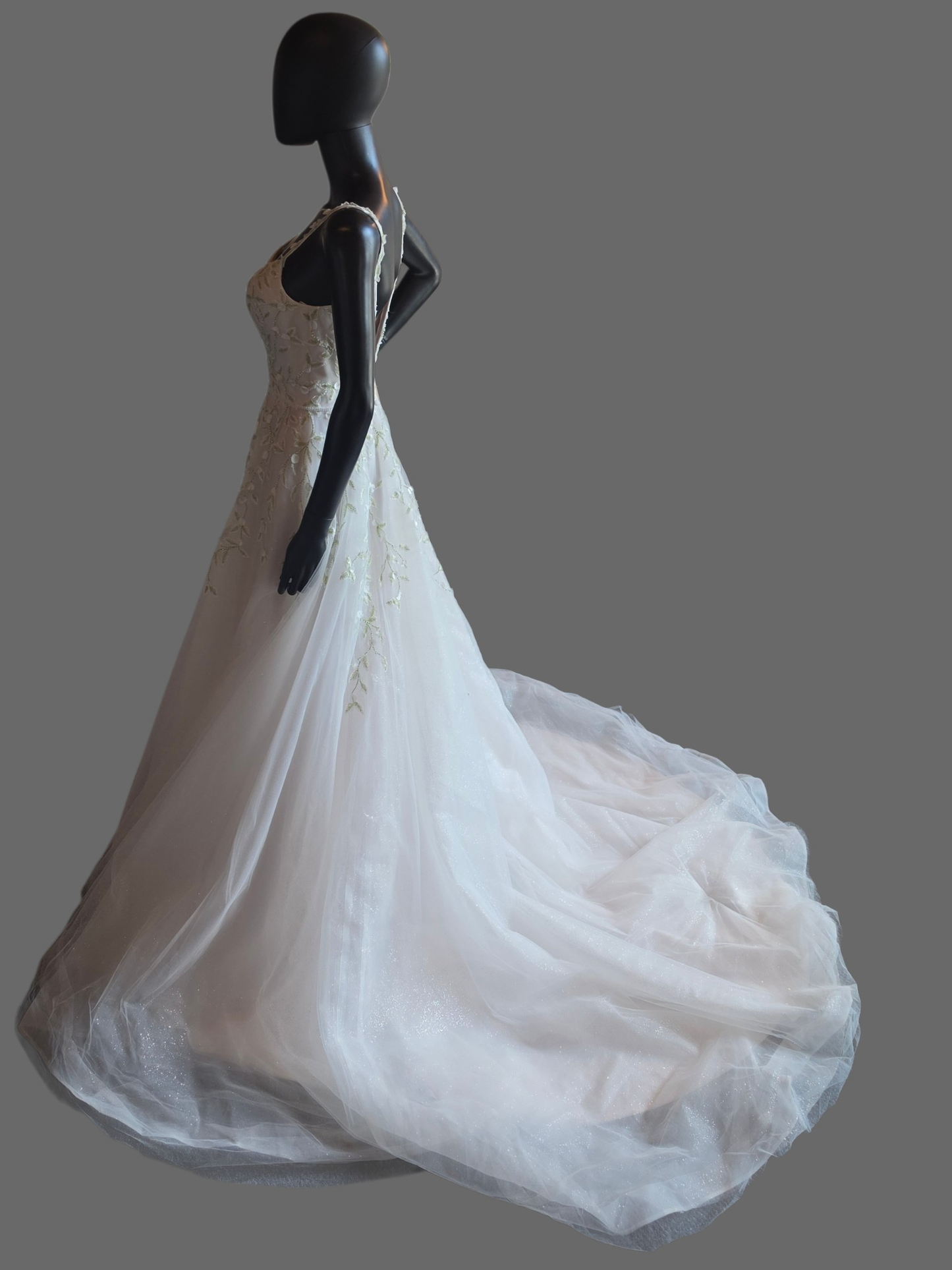 Ivory/Green Floral Sparkle A-Line Wedding Gown - Maggie Sottero