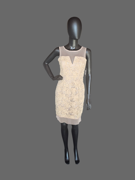 Taupe 3D Lace Illusion Cocktail/Party Dress - BCBG