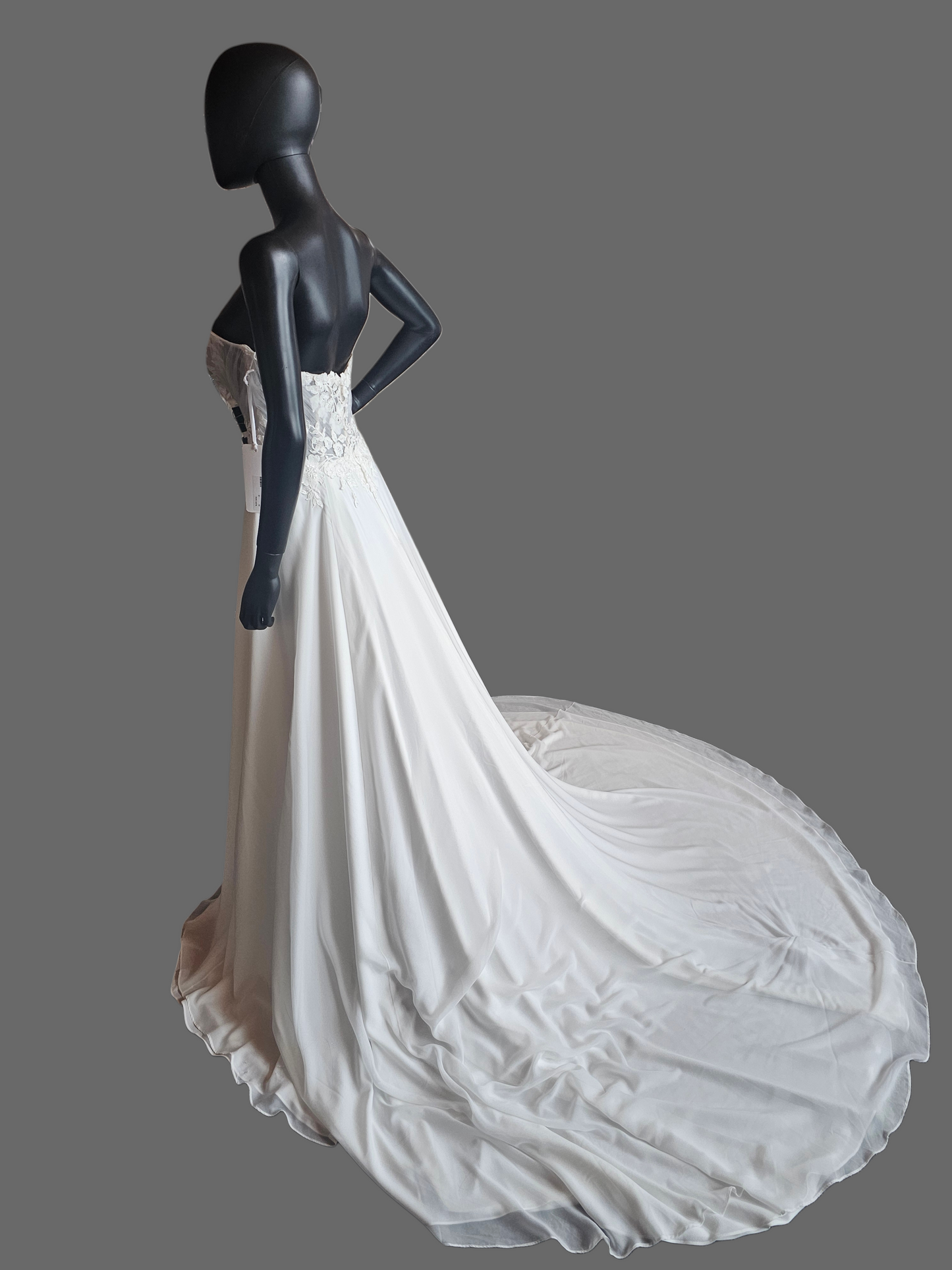 Ivory Silky Chiffon/Stretch Crepe Sweetheart Illusion Wedding Gown - Beloved
