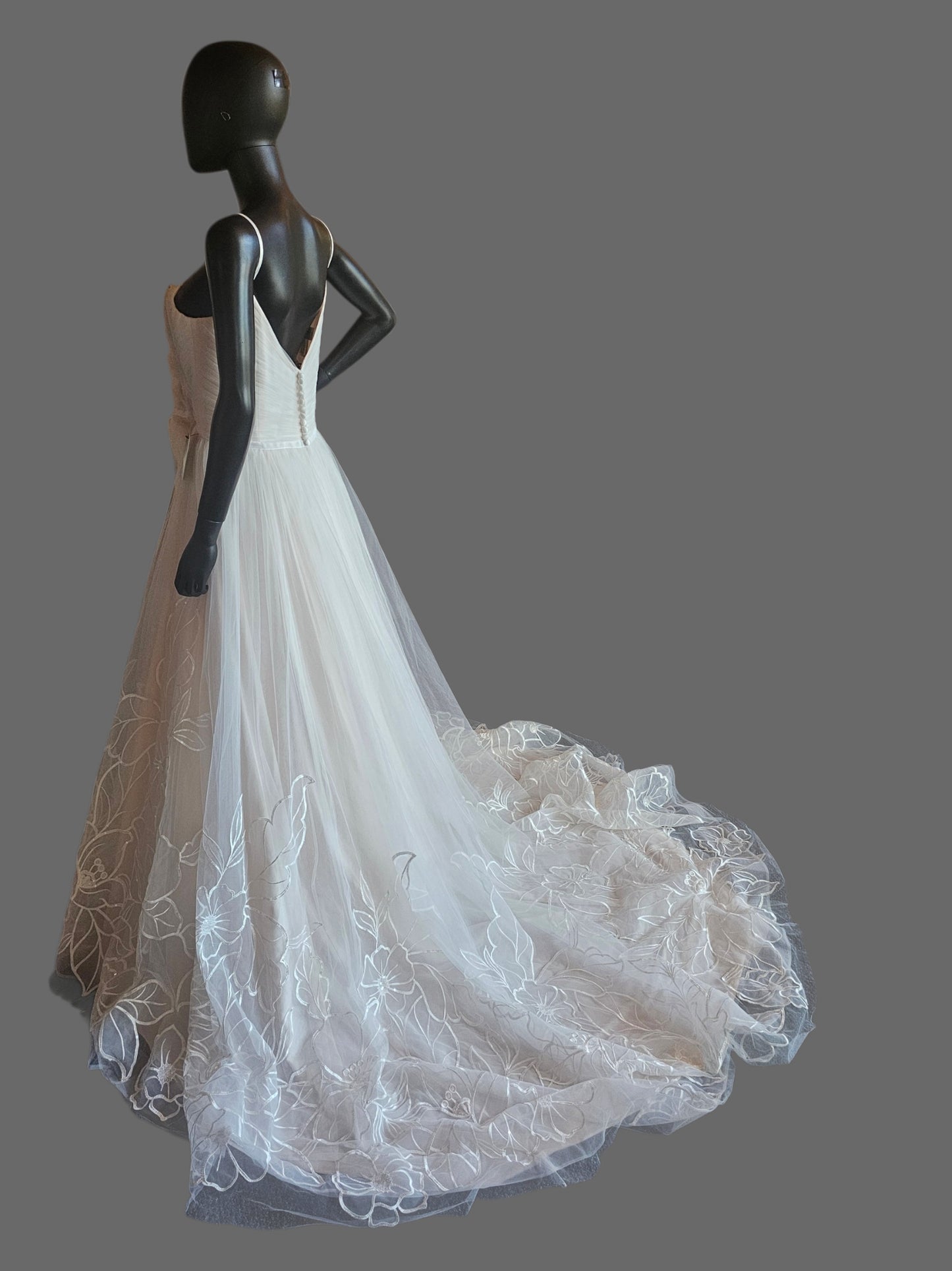 Blush Tulle Floral A-Line Embroidered Sequin Flowers - Maggie Sottero