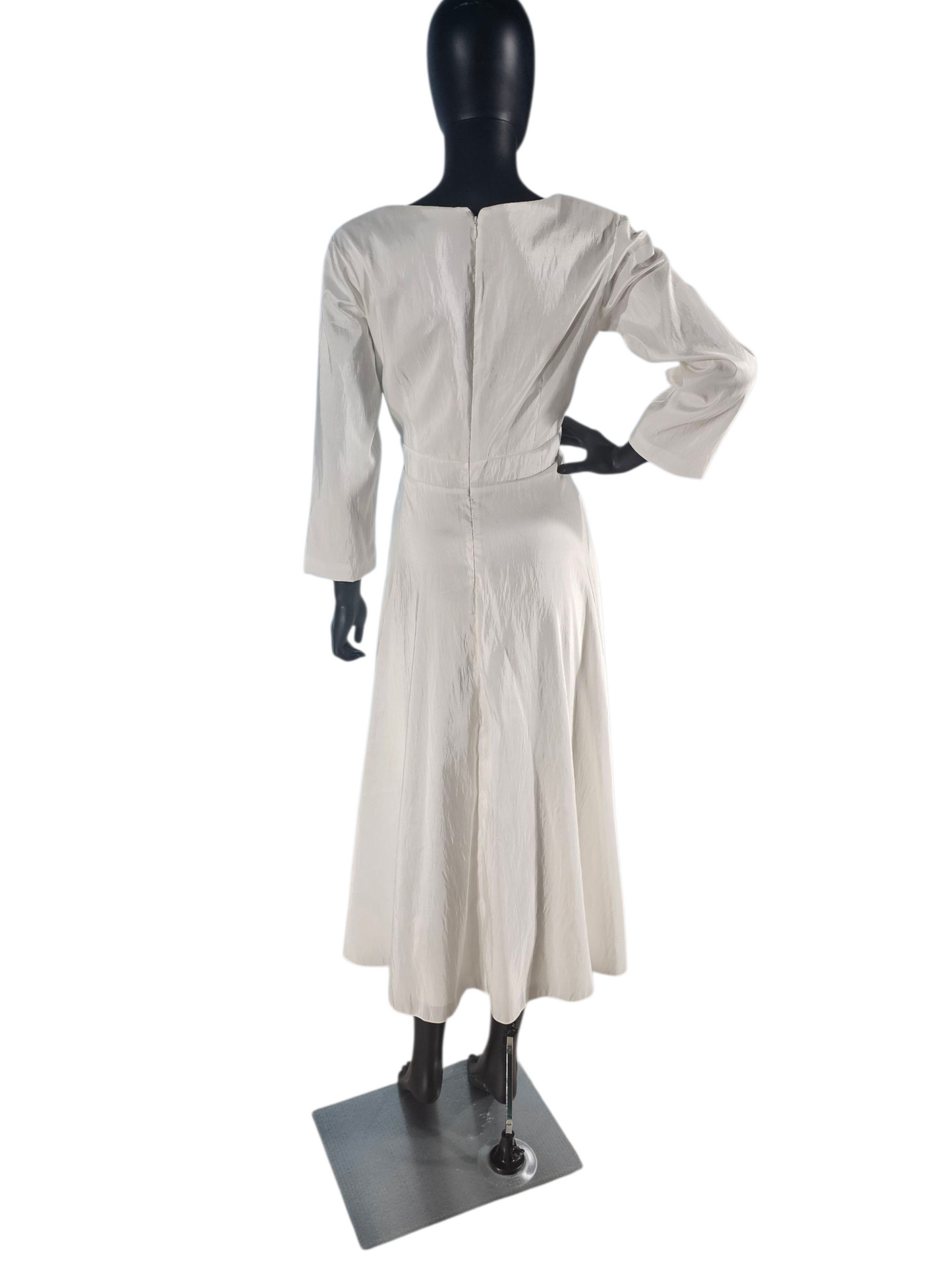 Handmade Taffeta Tea Length Wedding Gown