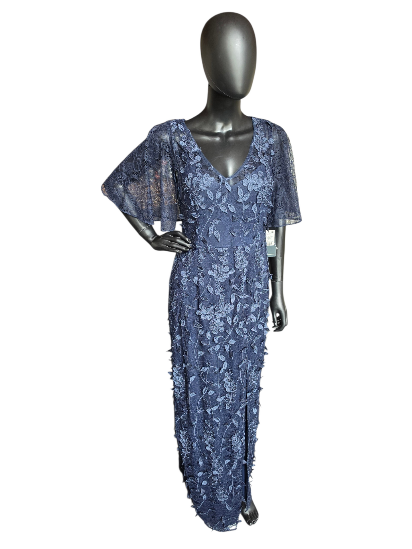 Navy 3D Floral Flutter - Adrianna Papell