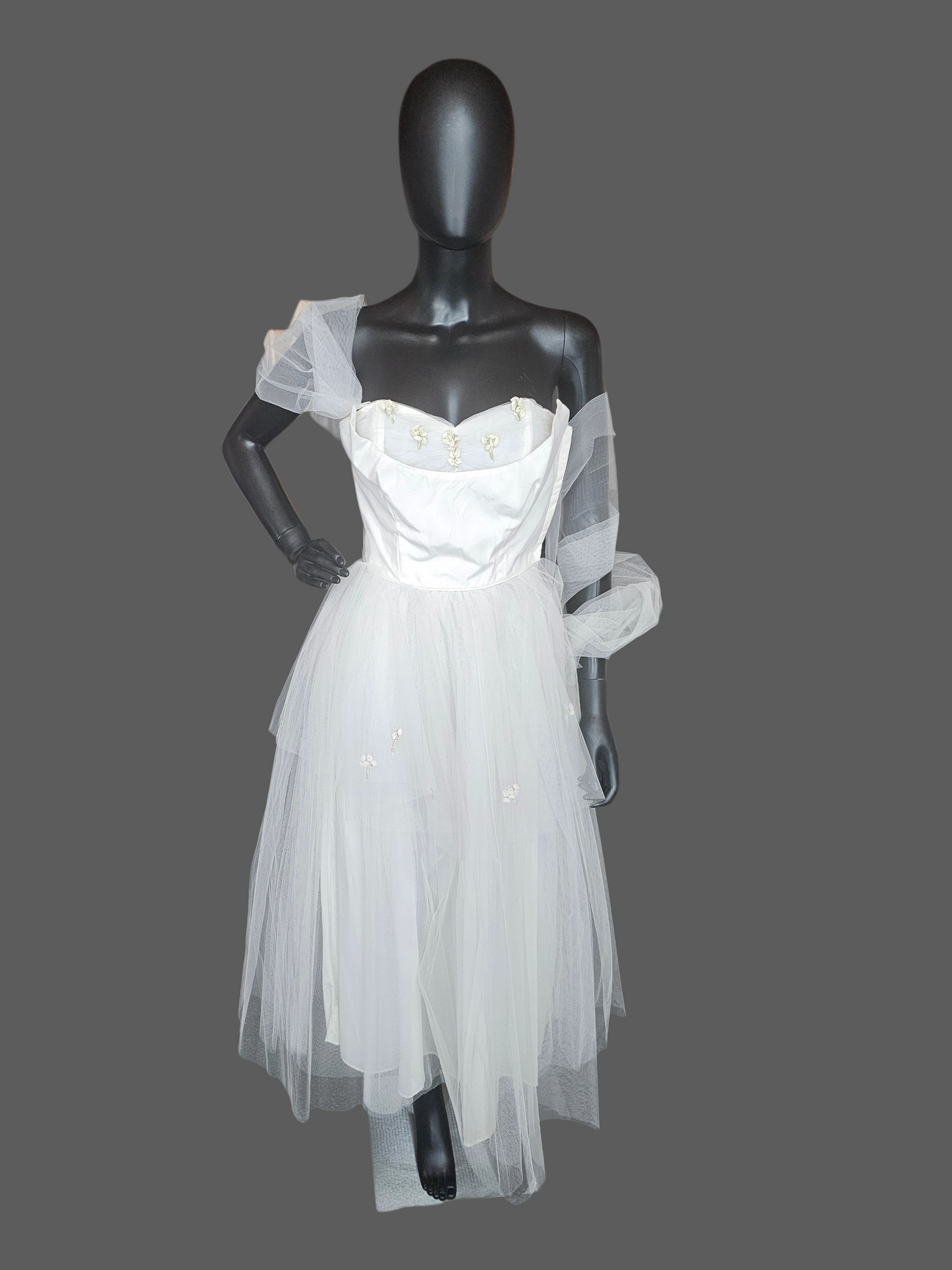 Vintage 50's Tulle Tea-Length Wedding Dress