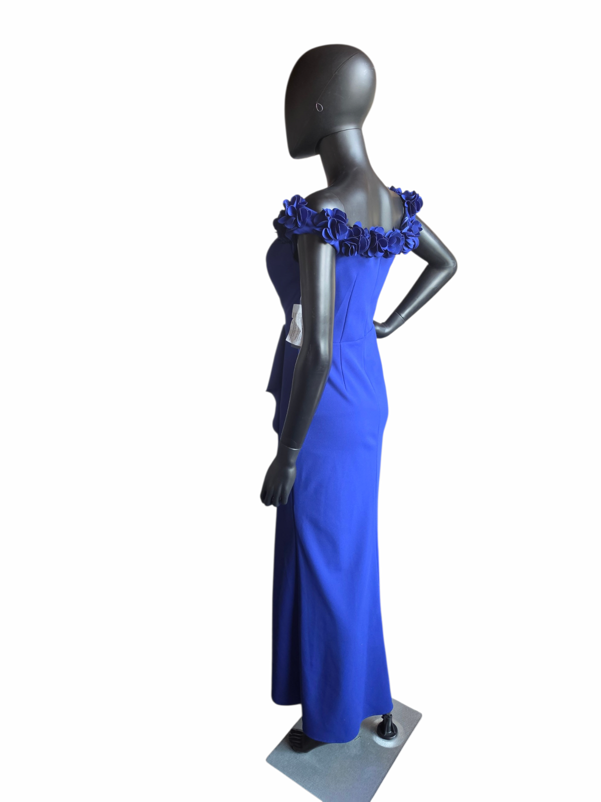 Royal Blue Floral Off Shoulder Formal Dress - Jeanne Alexander