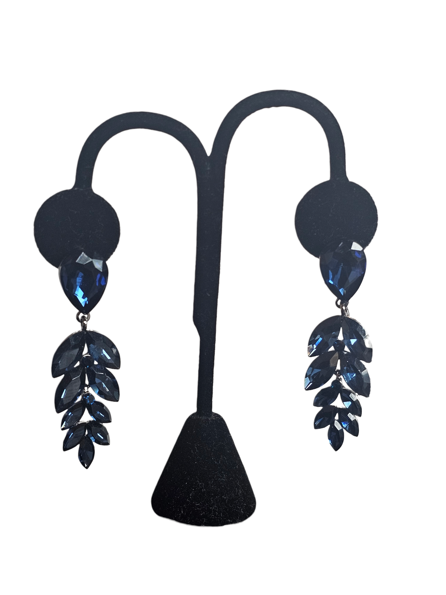 Blue Crystal Leaf Dangle Earring