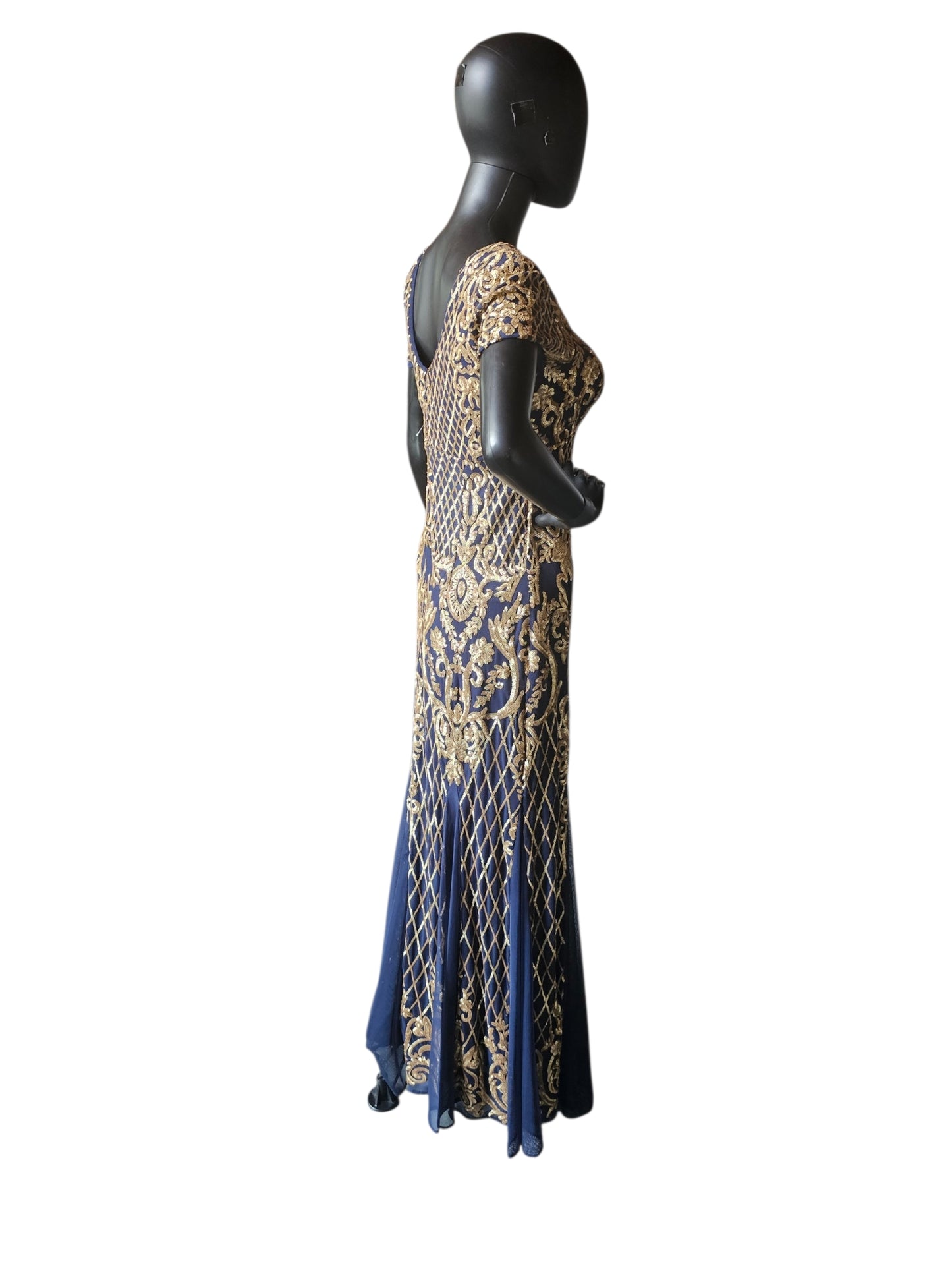 Navy Blue/Gold Sequin - R & M Richards