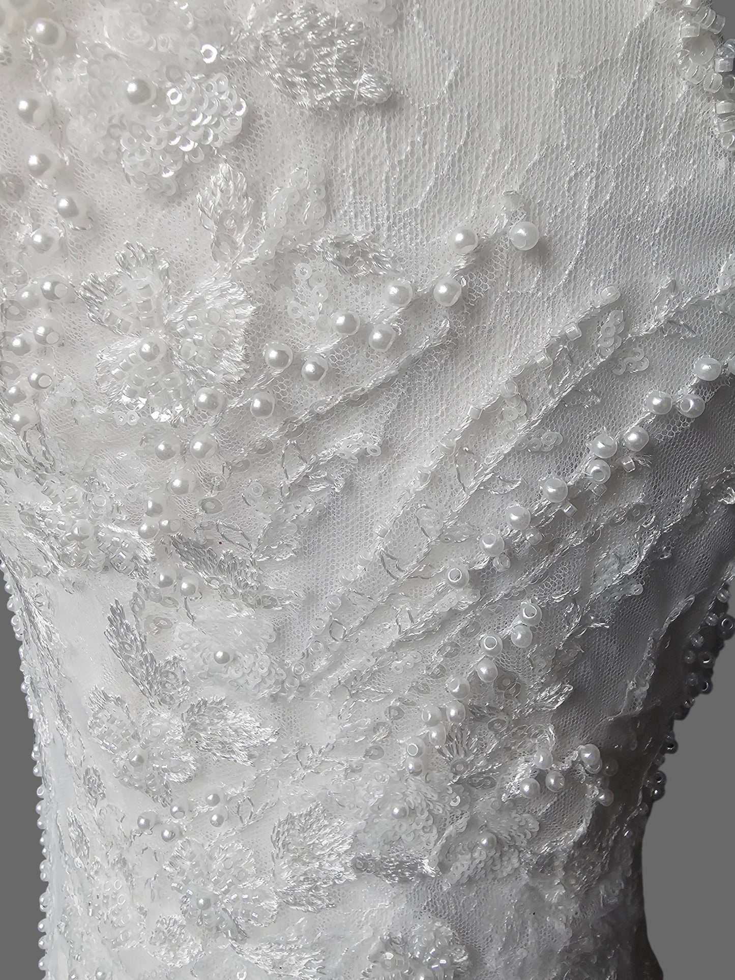 Lace/Pearl V-Neck Fitted Wedding Gown - Maggie Sottero