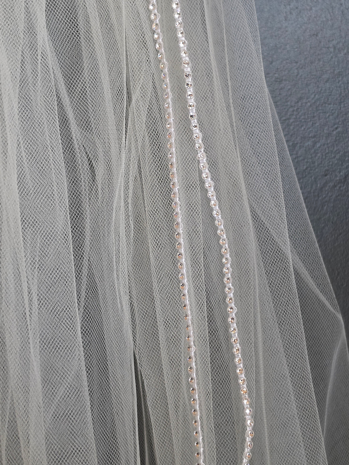 Full Ivory Double Layer Rhinestone Edge Veil