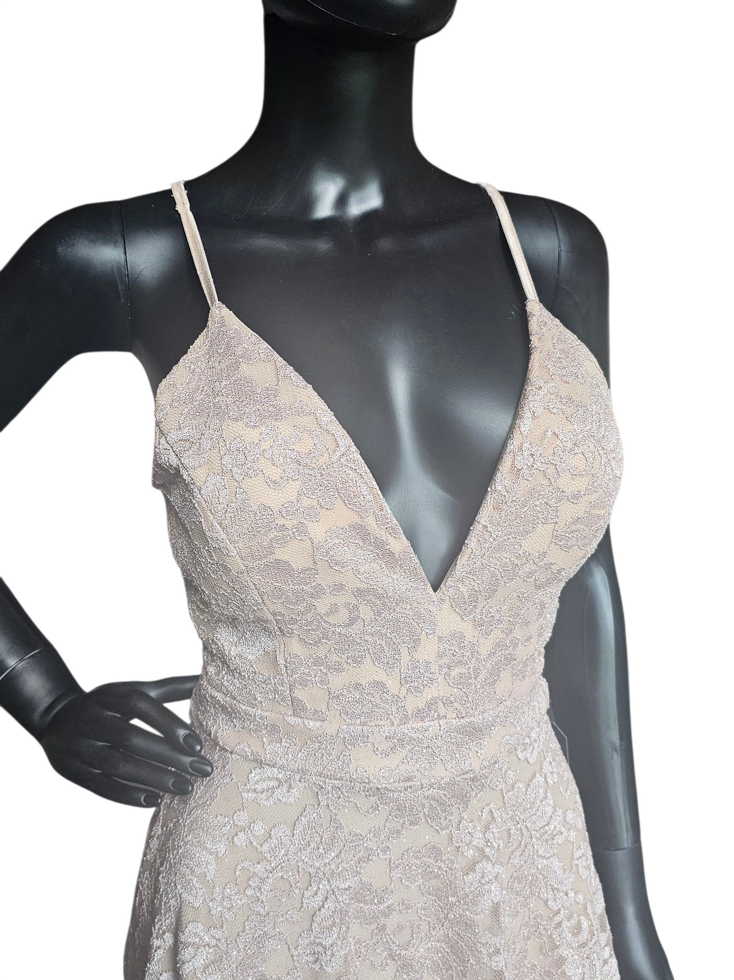 Nude/Gold Sparkle Lace Mini Party/Cocktail Dress - Windsor