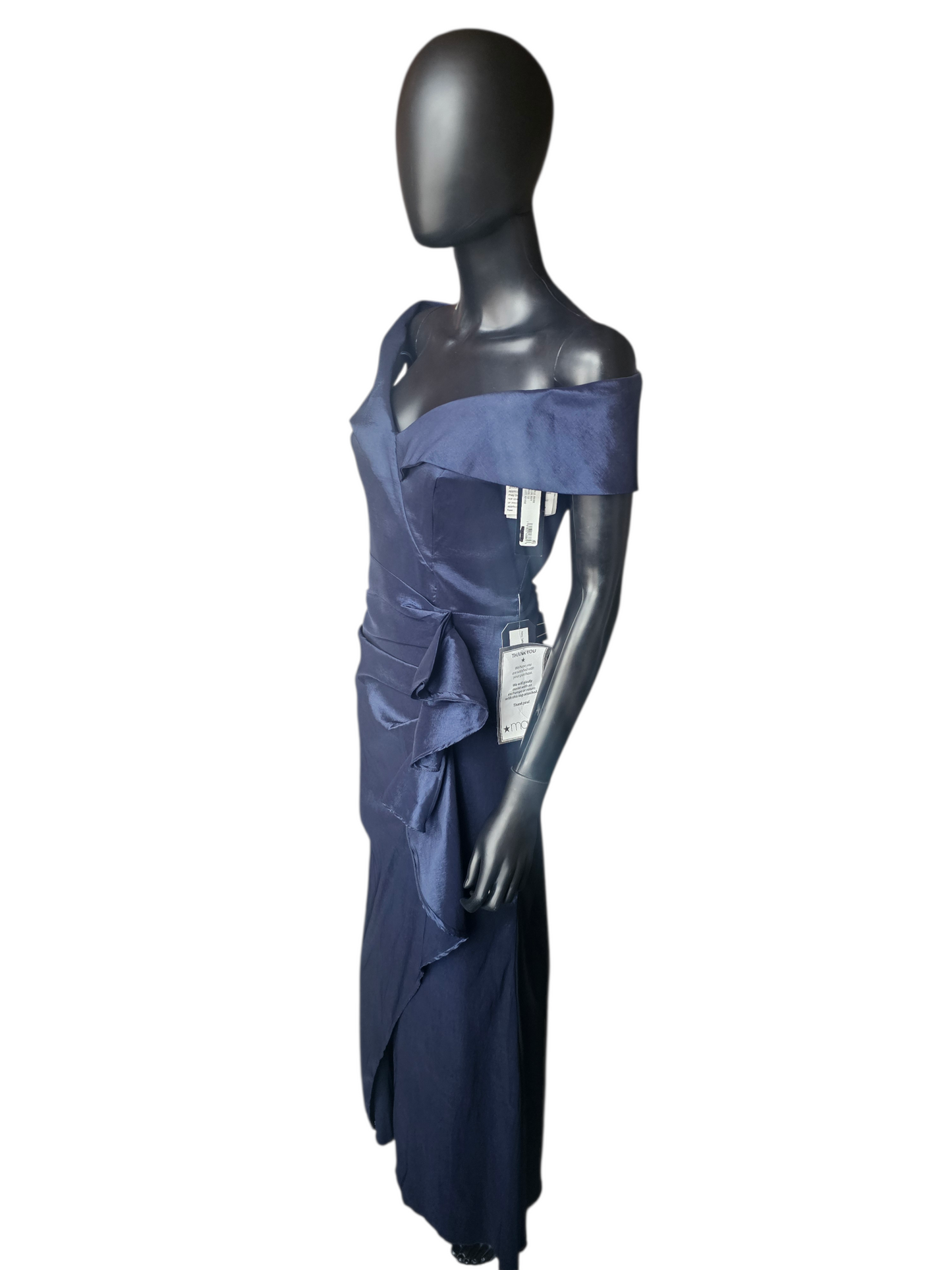 Navy Taffeta Off Shoulder Formal Dress NWT - Xscape